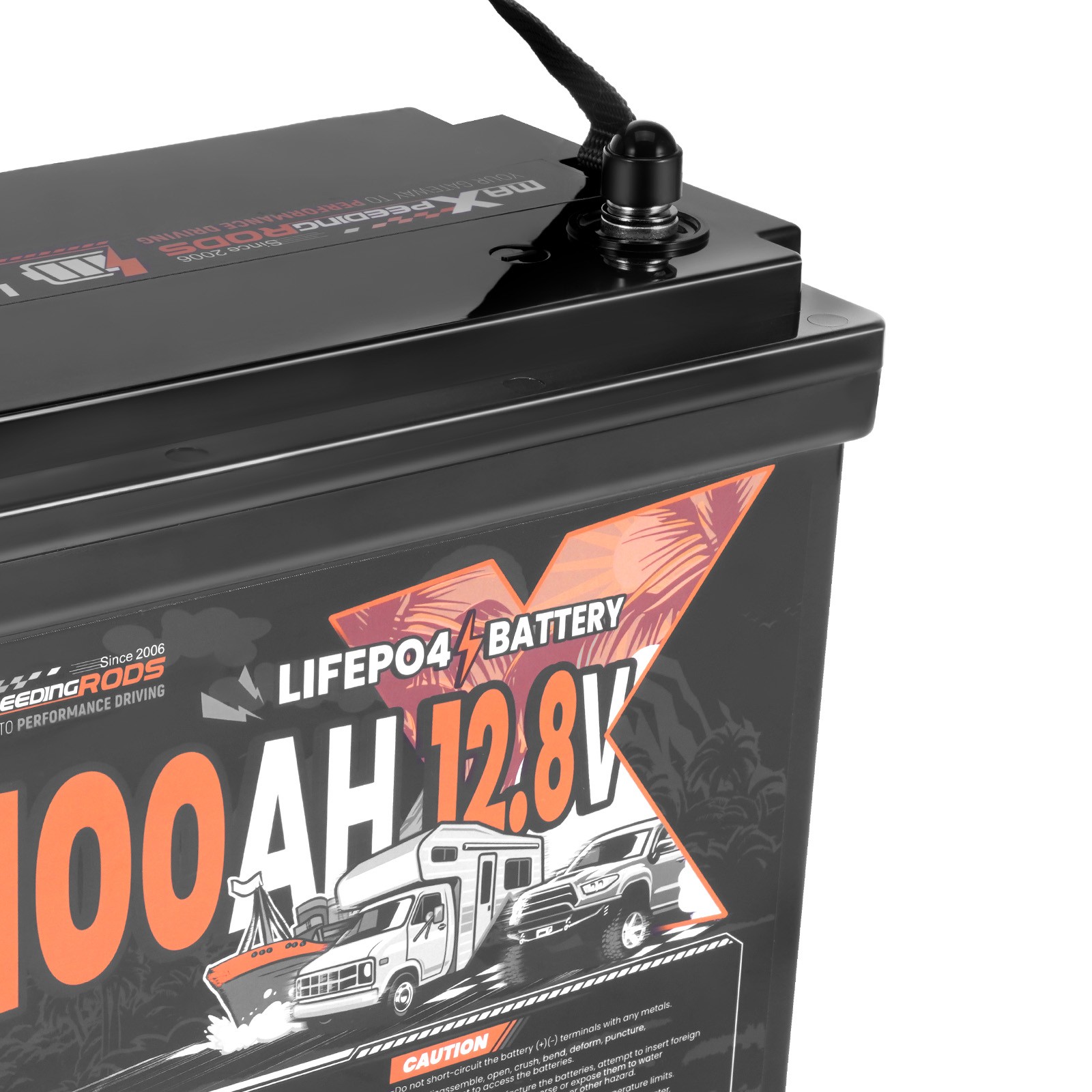 Marine Boat Battery 12V 100Ah LiFePO4, Built-in BMS, Expandable 20.48kWh