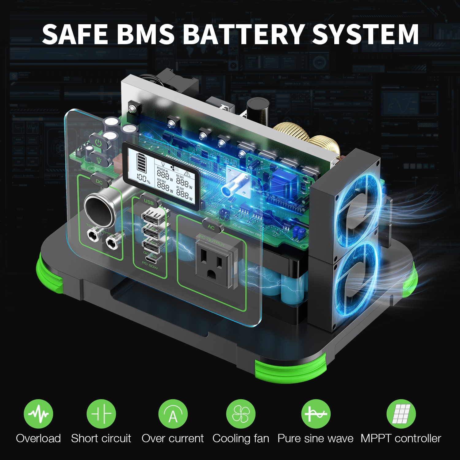 EBL 330W Portable Power Station 3.3KG Lightweight 9-Port Solar/Car/AC Charging​