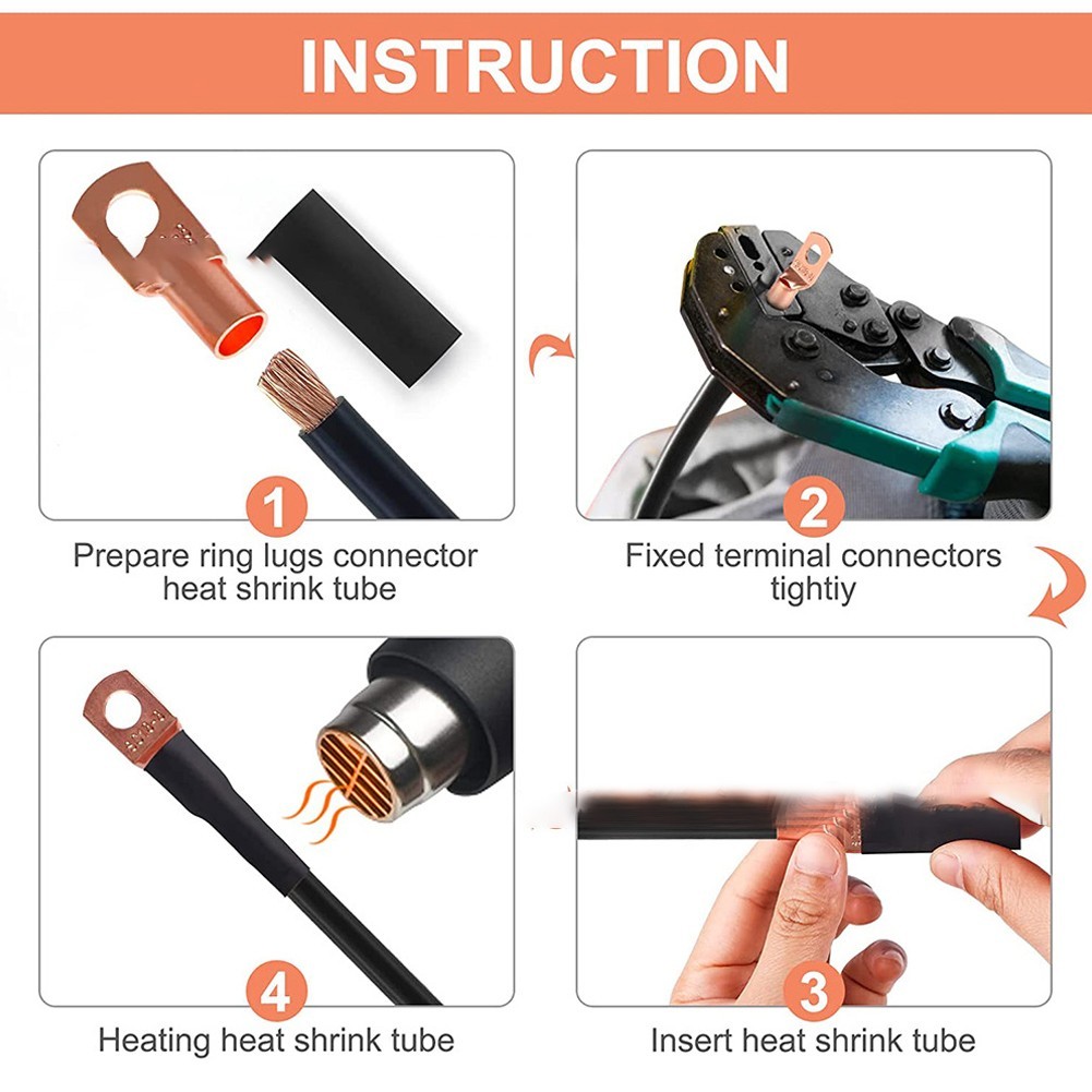 Functional 60pc Tin Plated Copper Ring Terminal Kit for Automotive Use