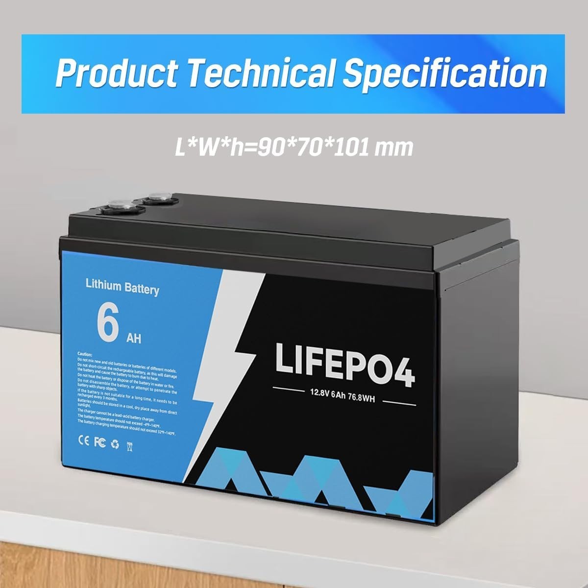 1-PACK 12V 6Ah LiFePO4 Lithium Battery BMS Deep Cycle For RV Solar Energy New