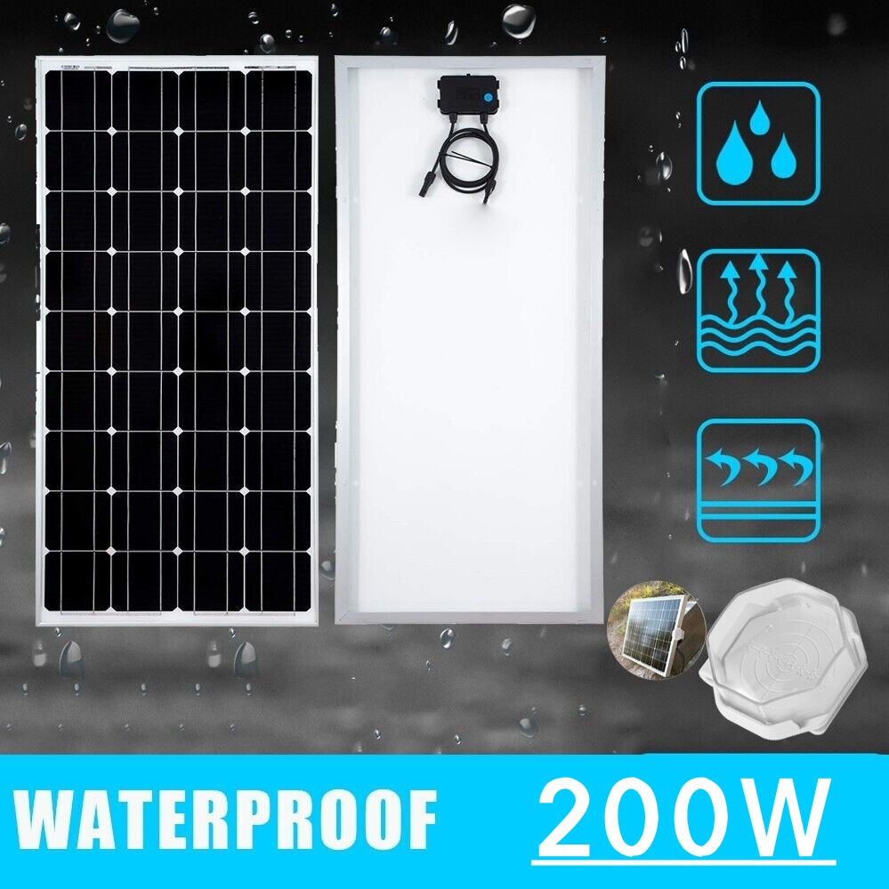 200W Watt Solar Panel Monocrystalline 12V for Camping RV Marine off-grid US