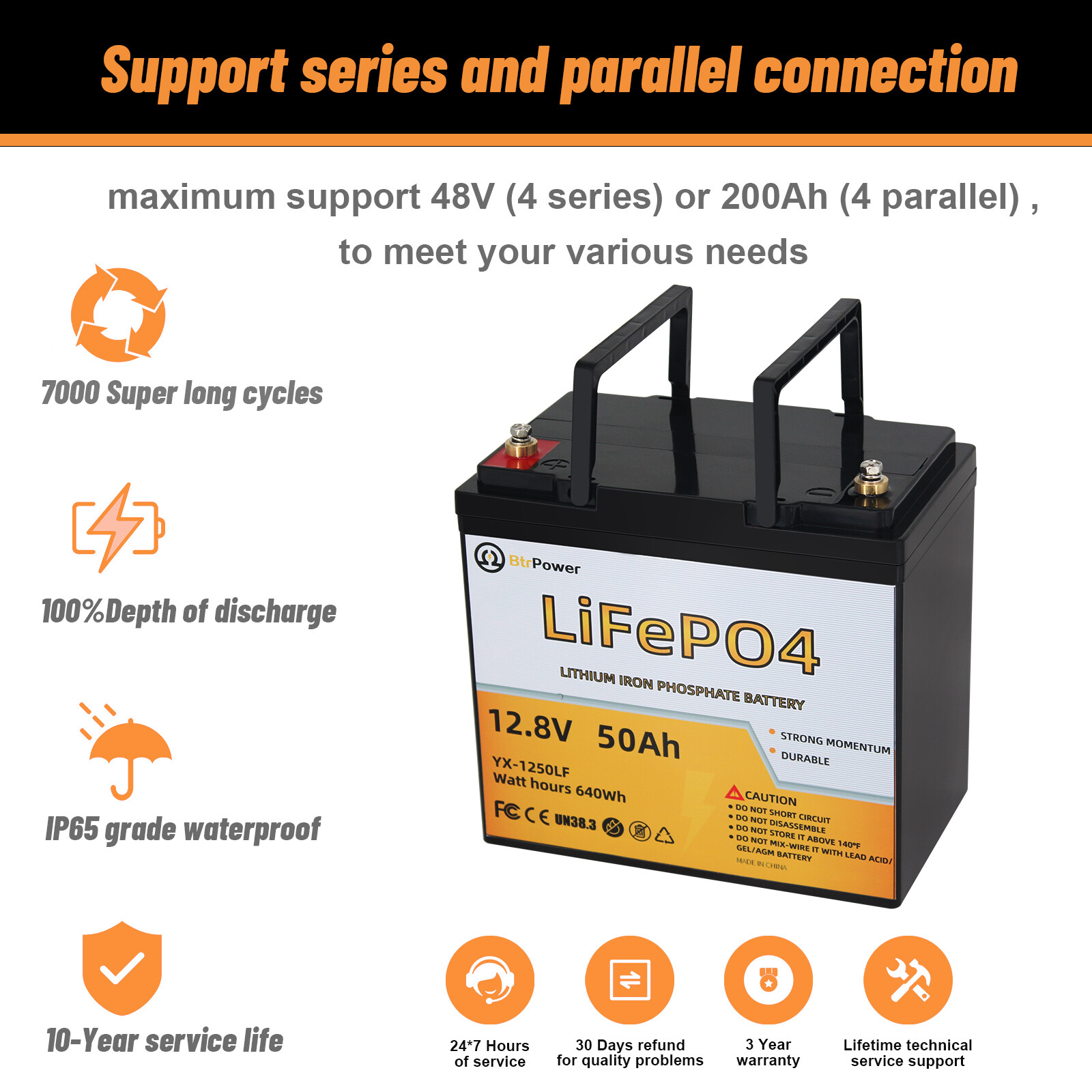 12V 50Ah Lithium Lifepo4 Battery Pack Charger for RV Marine Solar System 50A BMS