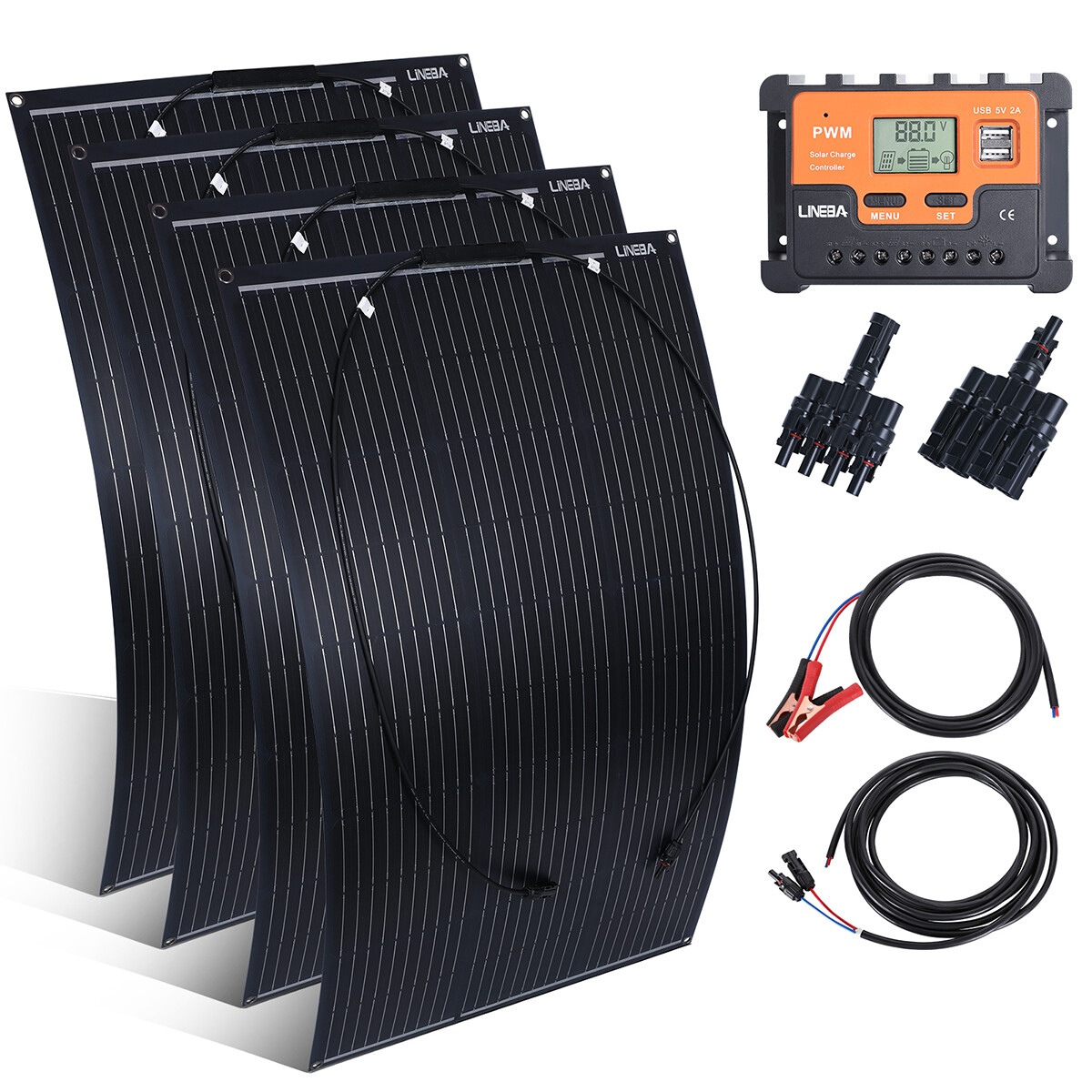 100W Solar Panel Kit 12V Trickle Charger Battery Charger Maintainer Boat RV Car