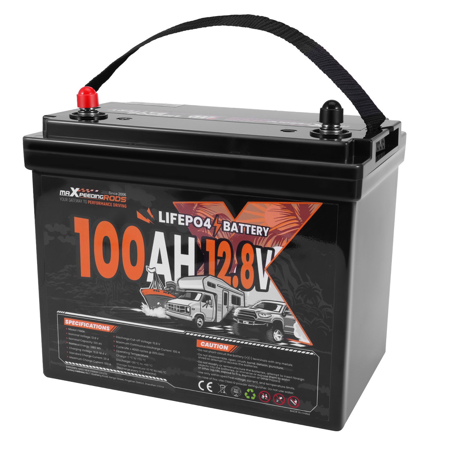 100Ah 12V Lithium Battery for Backup Power RV, Low Temp Protection, 23lbs