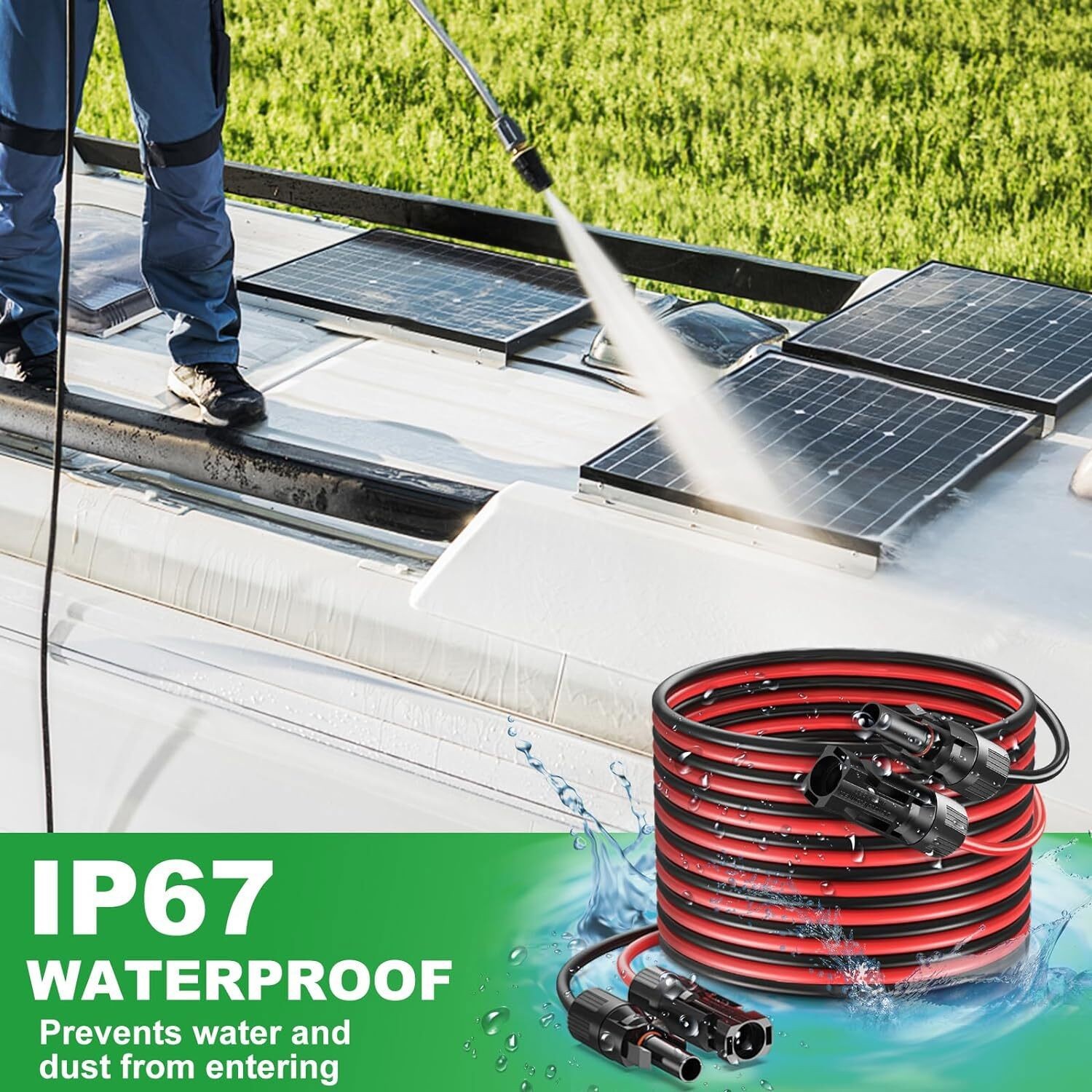 10AWG Solar Panel Extension Cable Tinned Copper Solar Cable PV Wire Connectors
