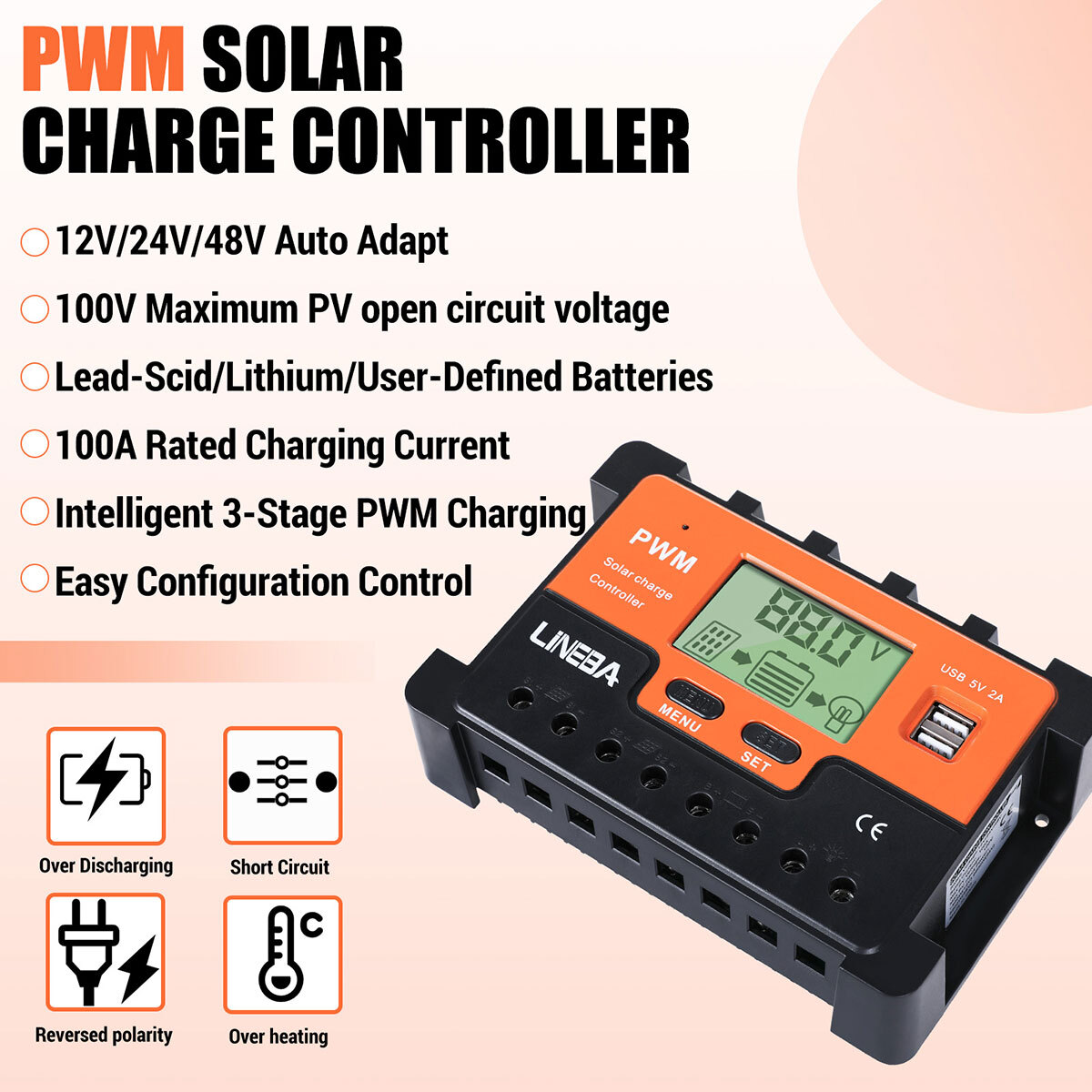 400W Monocrystalline Solar Panel LCD Battery Charger Kit fr Home/Caravan/RV/Boat
