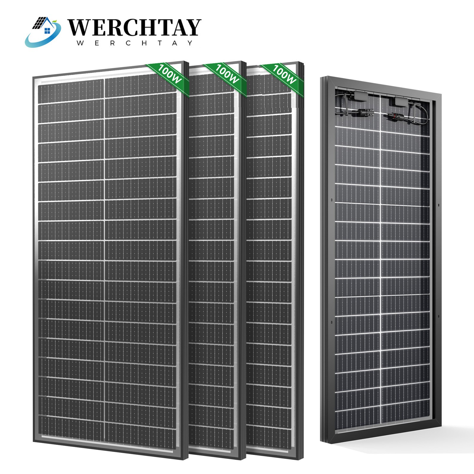 3Pack 100 Watt (300W) Bifacial N-Type Solar Panel 18BB Mono 12V/24V Sunshed home