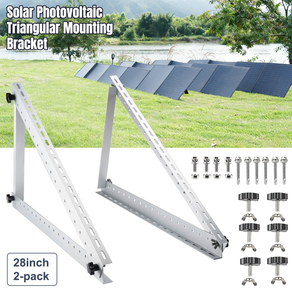 28in Adjustable Solar Panel Mount Brackets Foldable Tilt Legs for RV, Roof, Boat