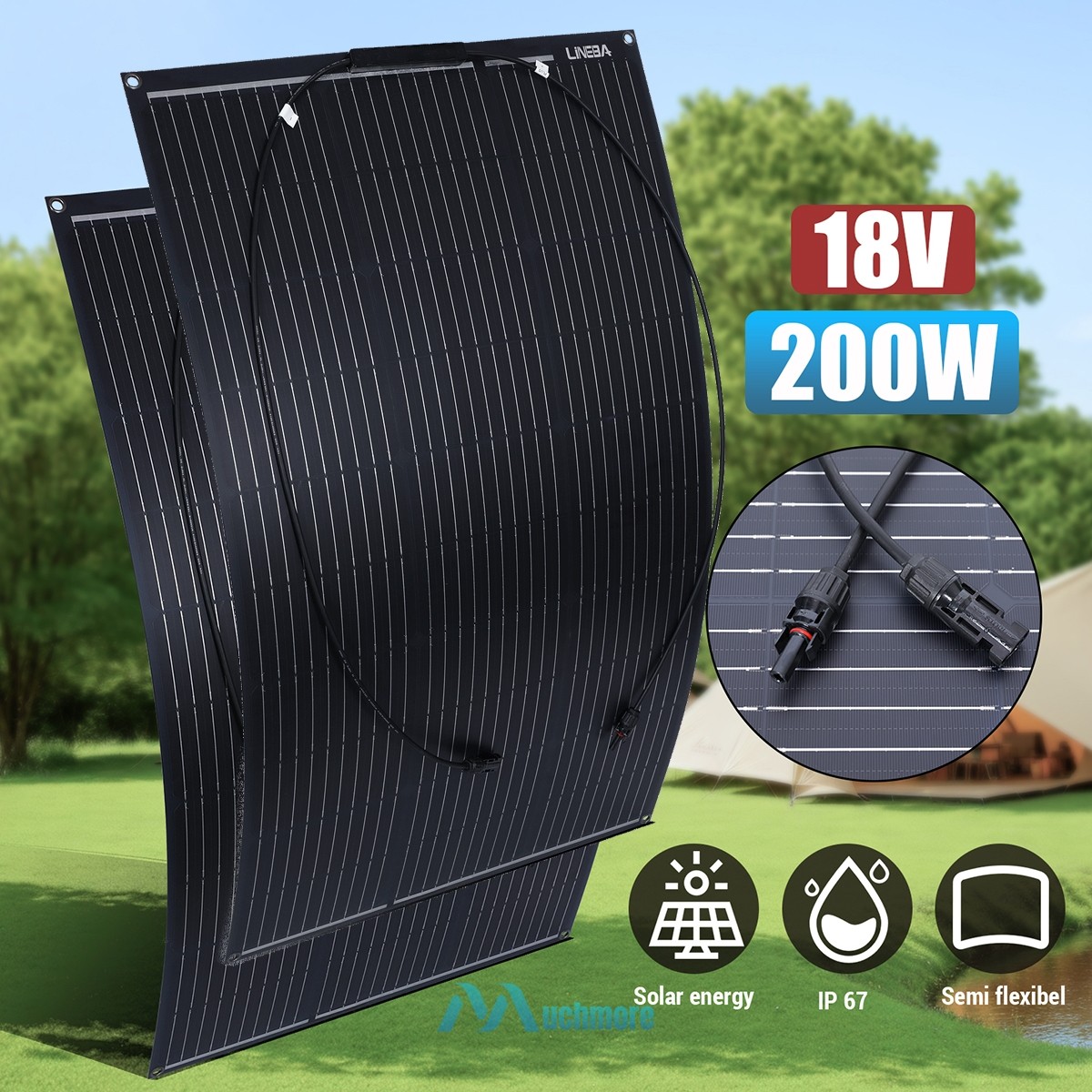 200W Watt Mono Solar Panel 18V Battery Charging Home Off-Grid RV Car Boat Power