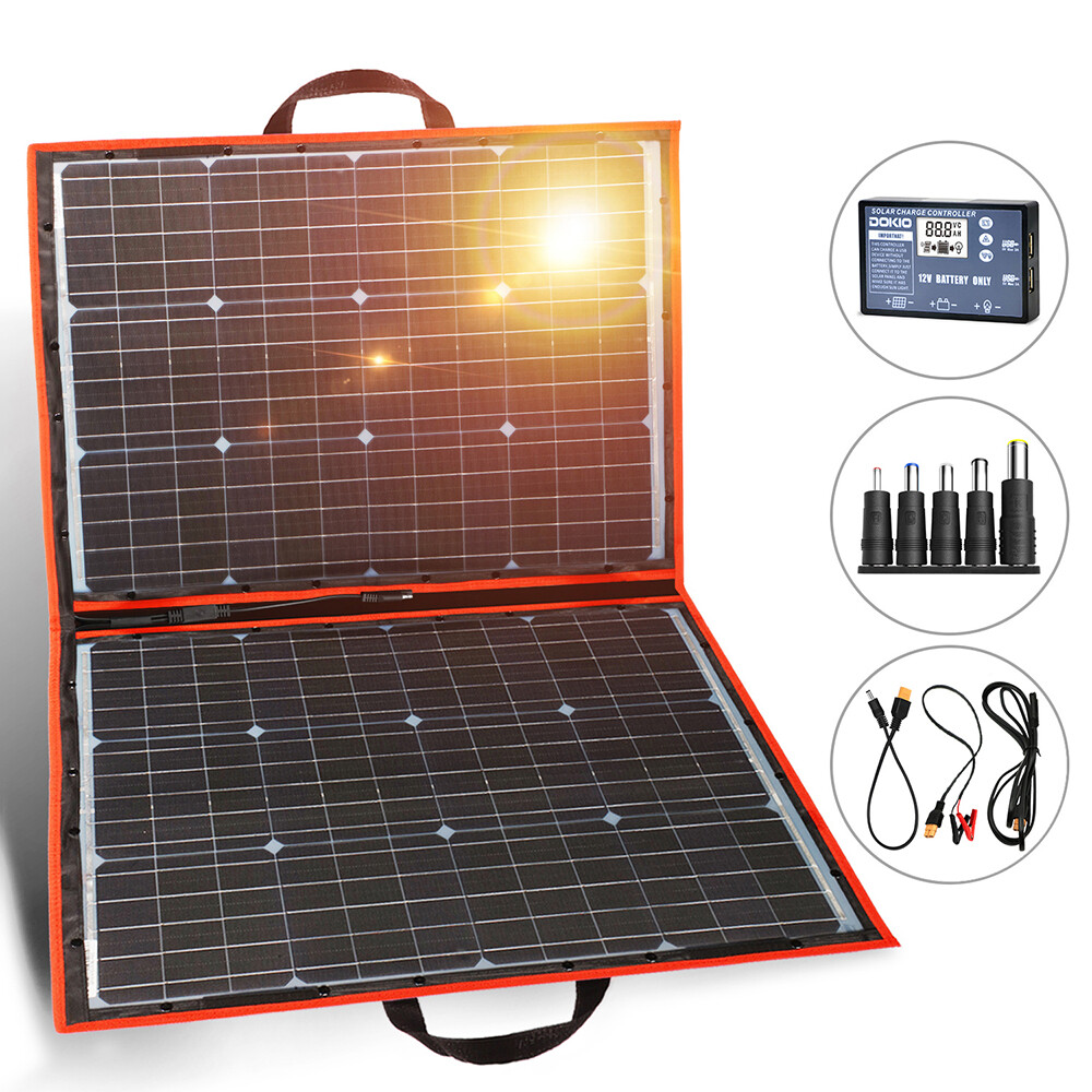 100W 12V Portable Solar Panel Kit Supply For Phone/Power station/Camping/RV