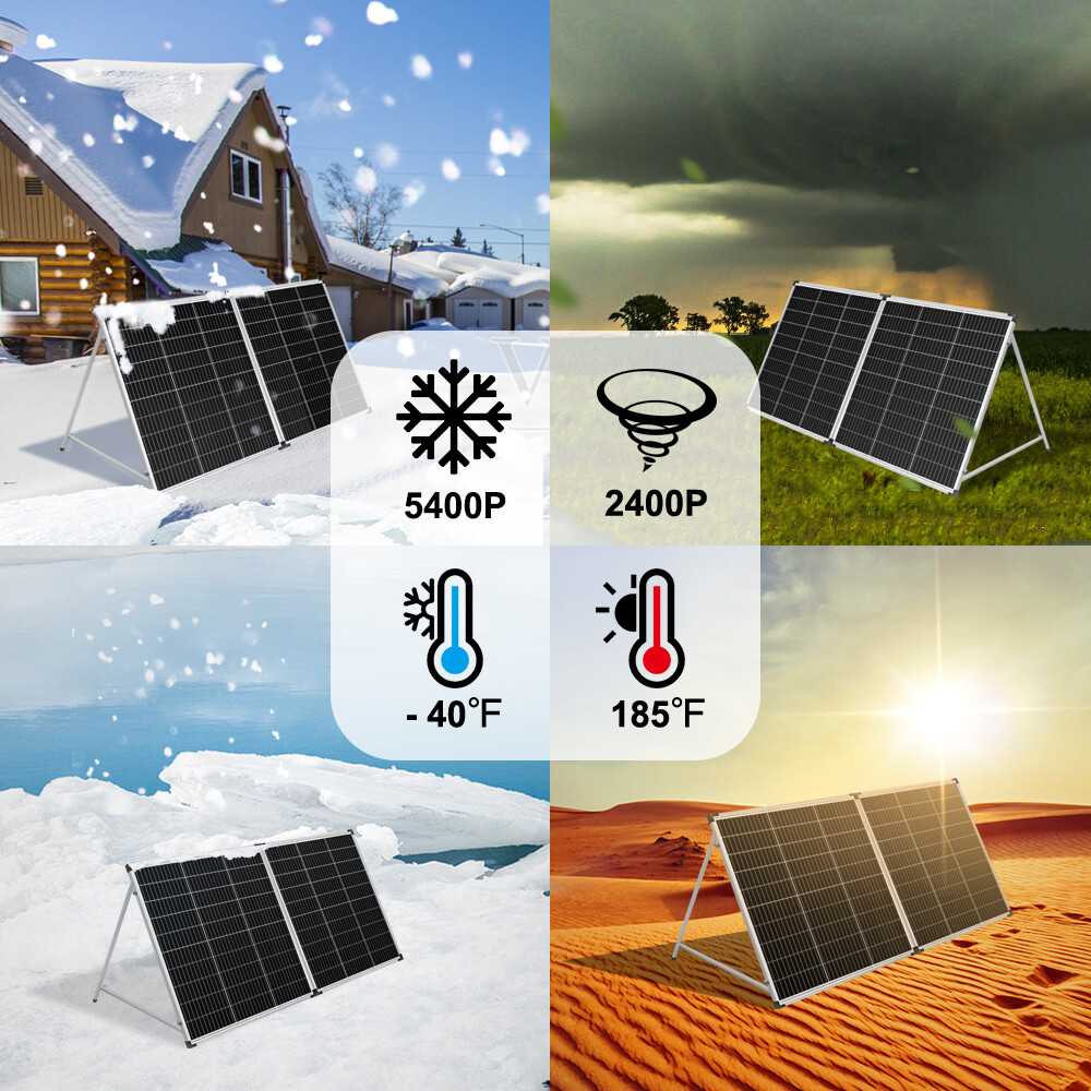 Dokio 200W 18V Efficiency Foldable Glass Solar Panel Suitcase Kit plug and play