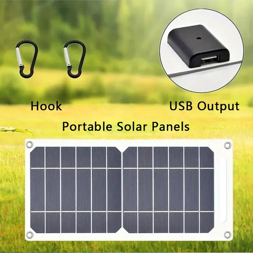 20W 5V Portable Solar Panel Power Bank USB Cell Phone Charger Camping Outdoor