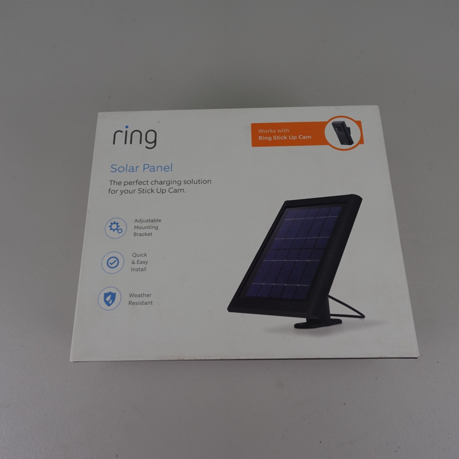 RING SOLAR PANEL, Rechargeable Power-Black-Weather Resistant-Brand New