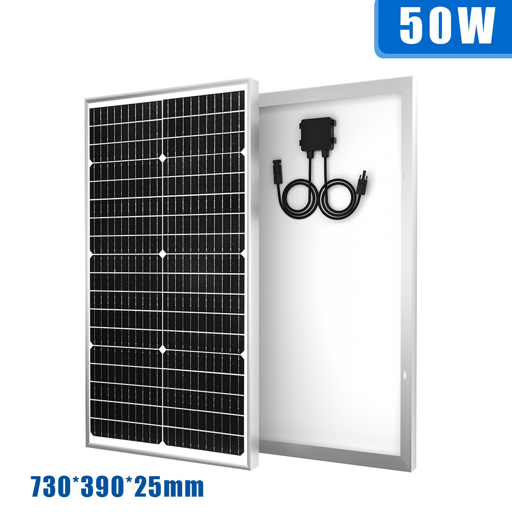 50W Solar Panel Monocrystalline Glass Photovoltaic Module for Balcony RV Camping