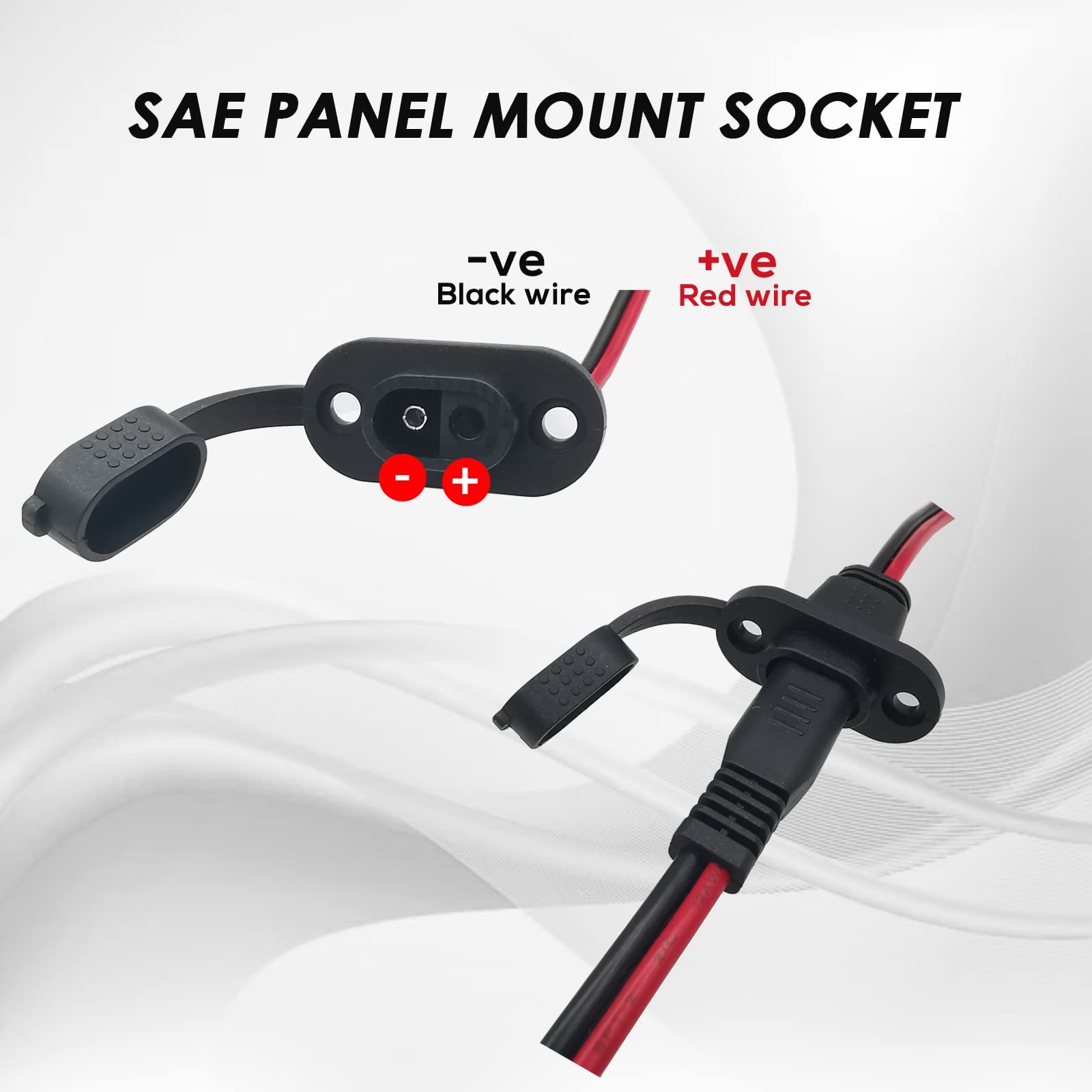 2 PCS SAE Sidewall Port, Weatherproof SAE Socket Solar Sidewall Connector