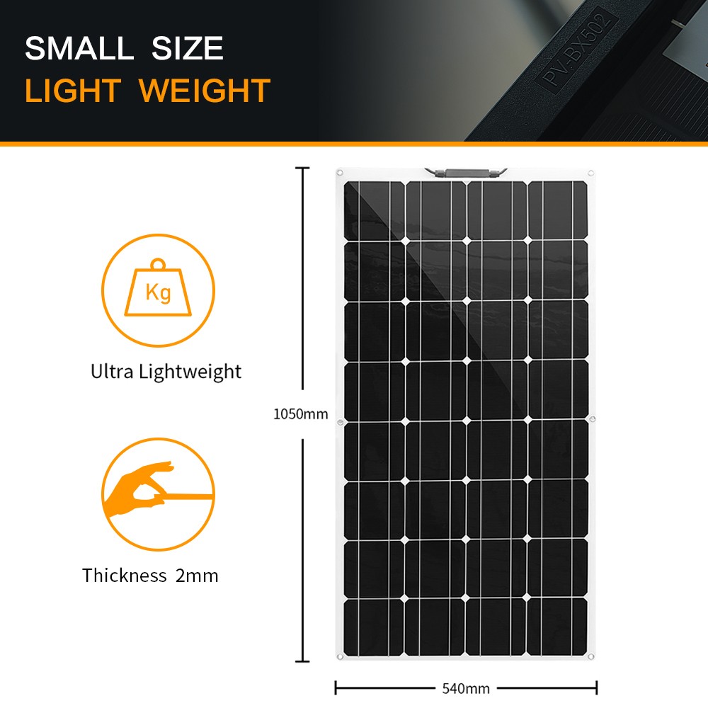 100W 16V Solar Panel High-Efficiency Photovoltaic Module for RV Camping Off-Grid