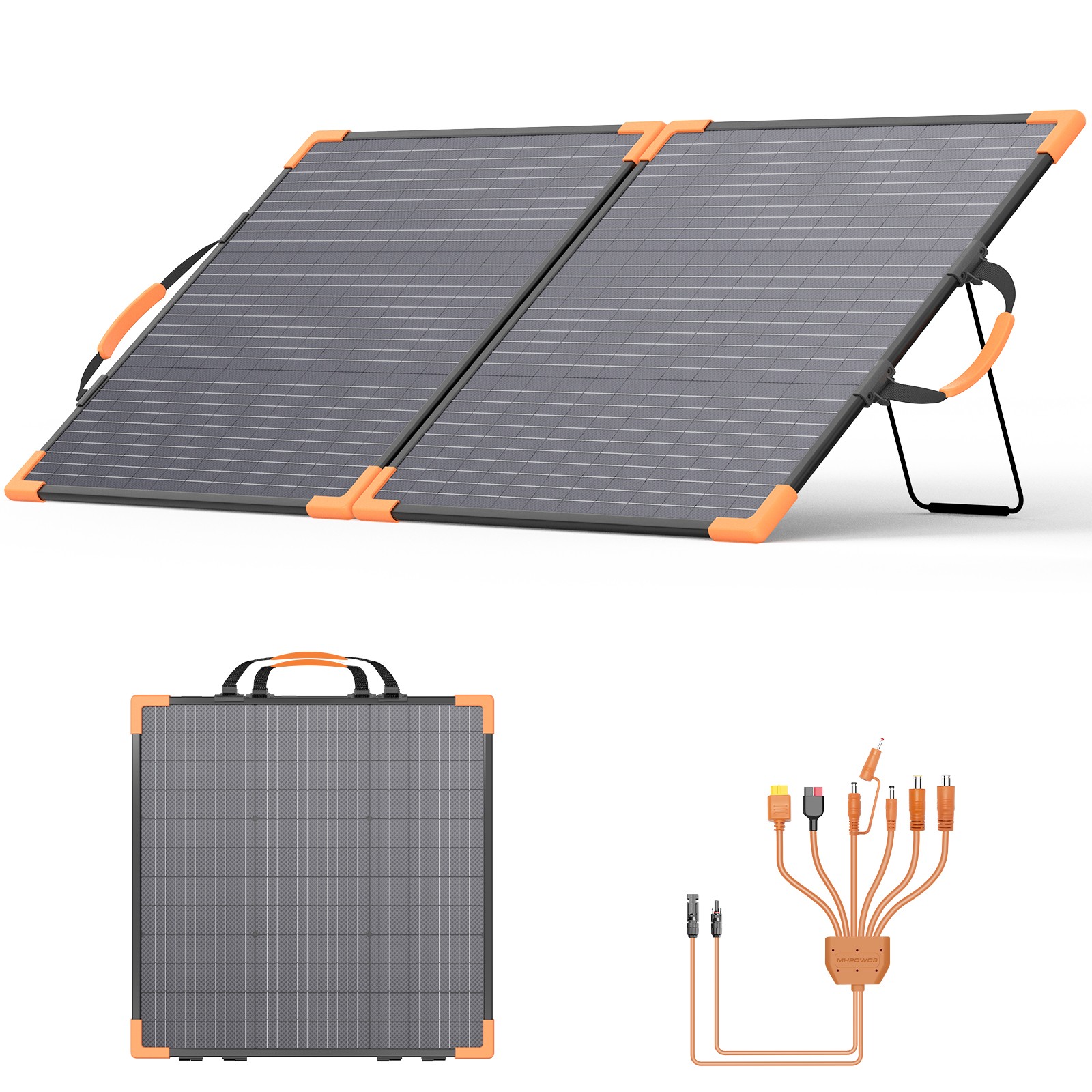 MHPOWOS Bifacial Portable Solar Panel 200Watt IP68 Waterproof Solar Charger Kit
