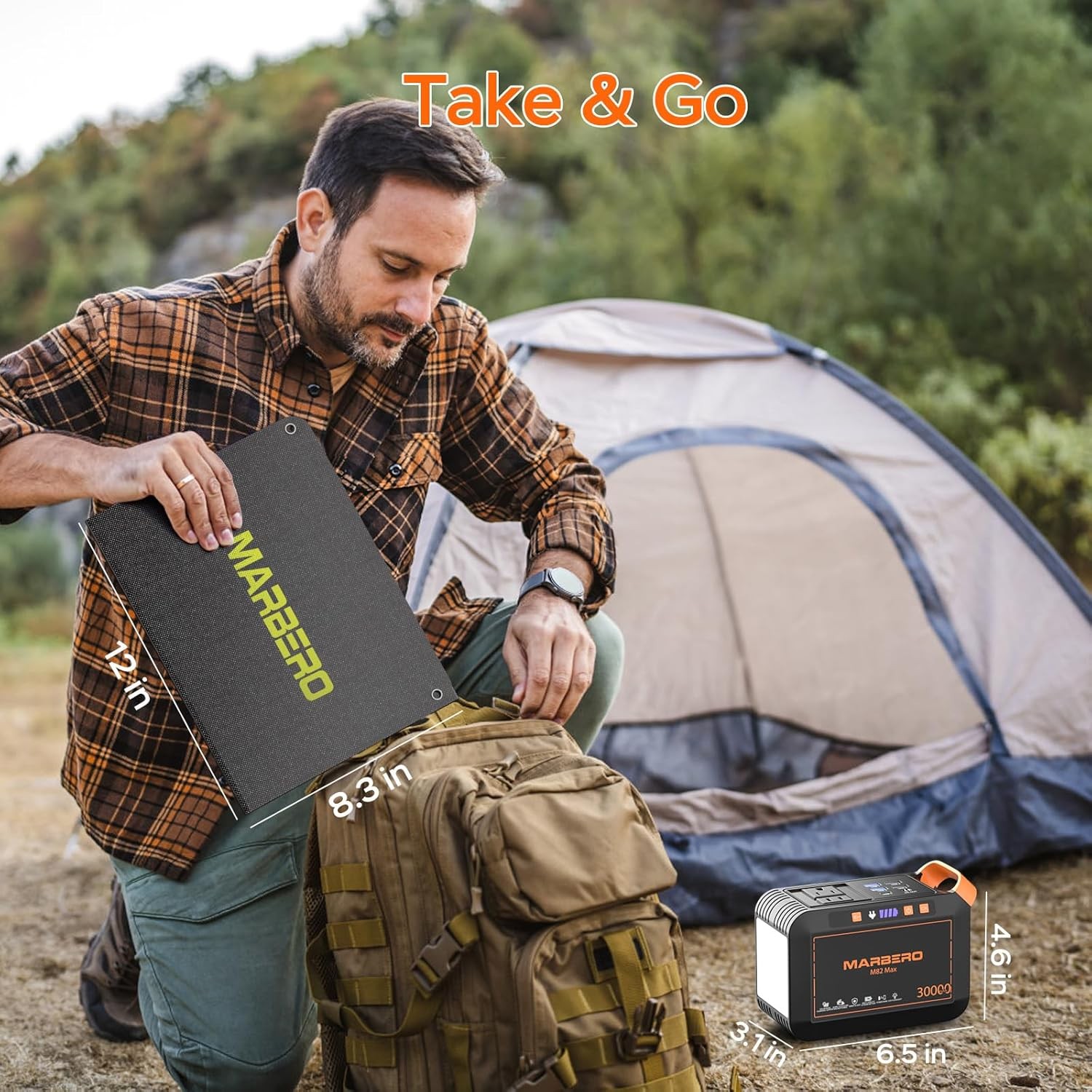 MARBERO Solar Generator 111Wh Portable Power Station with Solar Panel 30W Includ
