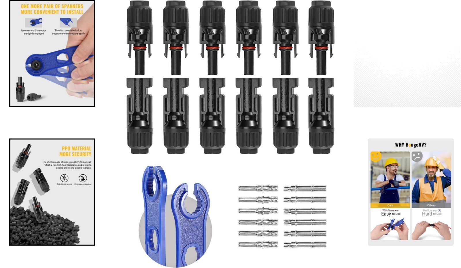 12 PCS 10AWG Weatherproof Solar Panel Connectors – Easy Install, 30A Max Current