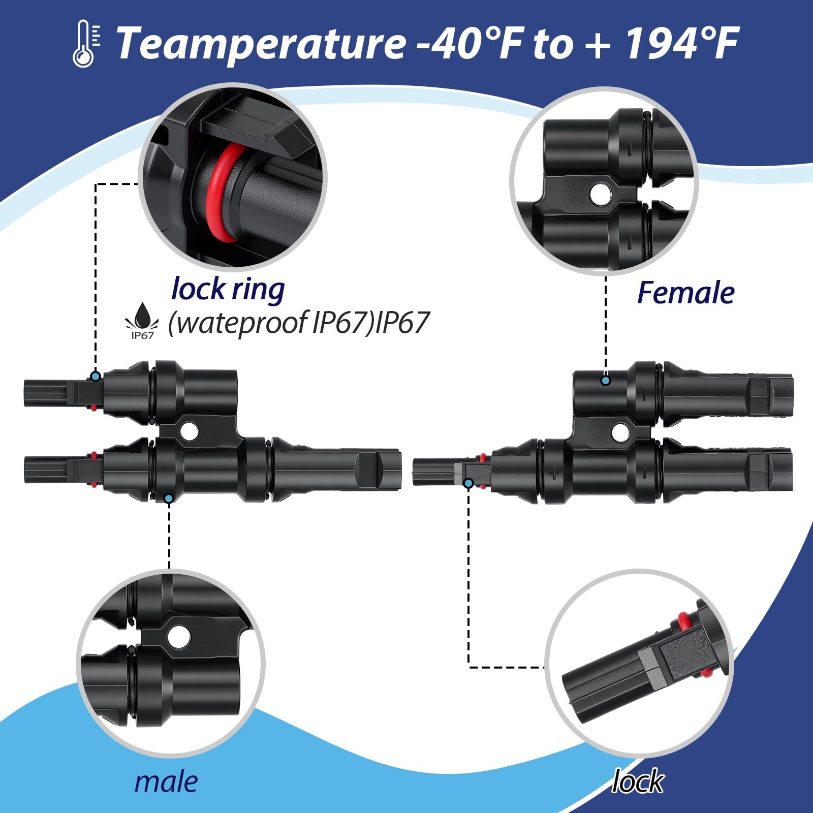 5 Pairs Solar Branch Connectors Y Connector for Parallel Connection Between S…