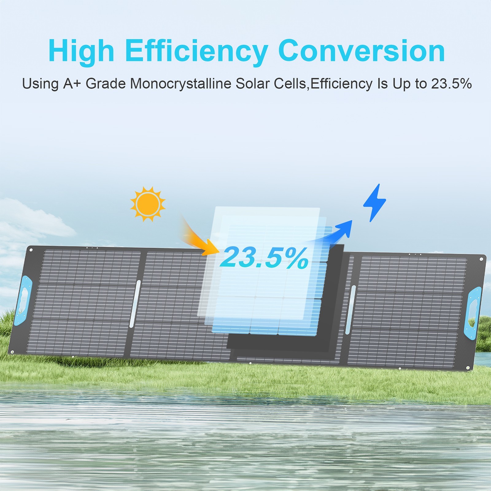 E-POWO Portable Solar Panel 220W 110W 60W for Camping RV Van Life Marine Outdoor