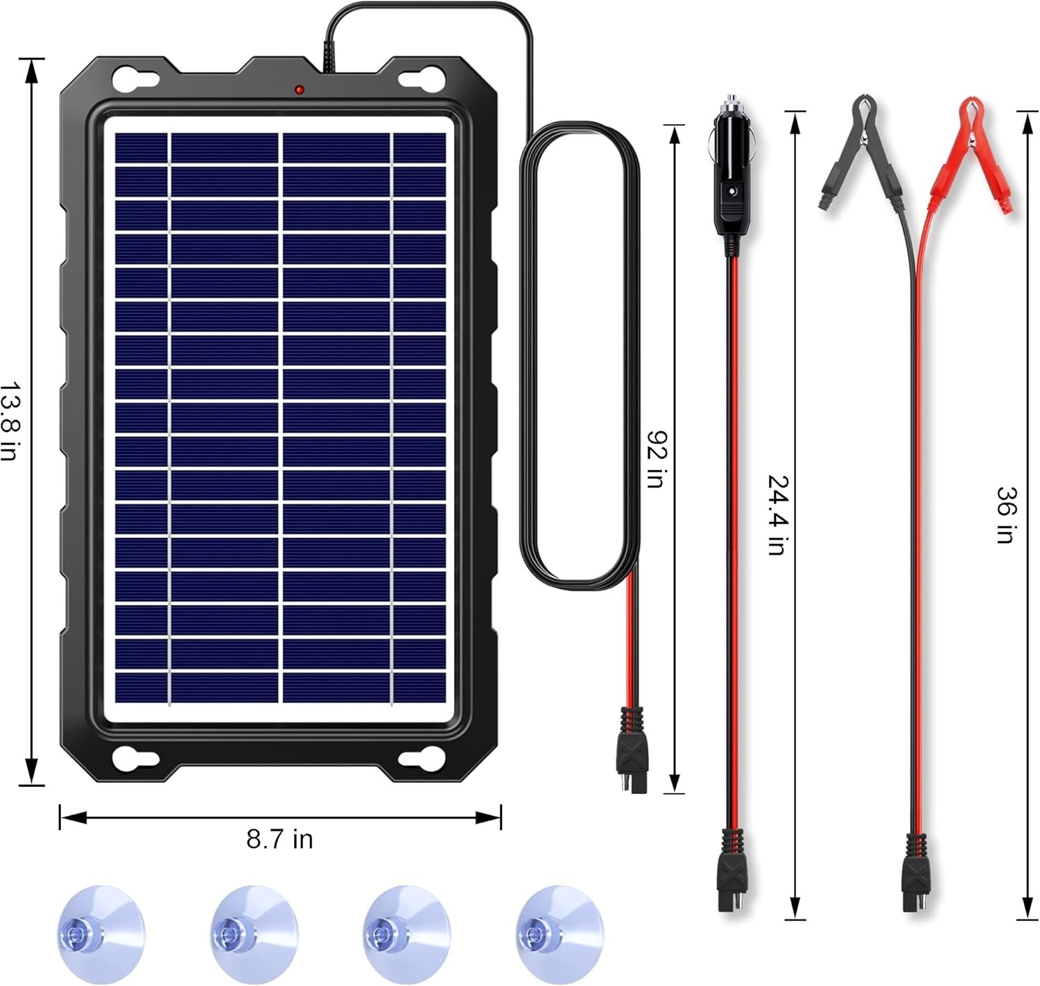 Portable 7.5W Solar Panel Trickle Charger – Safe Battery Maintainer for Vehicles