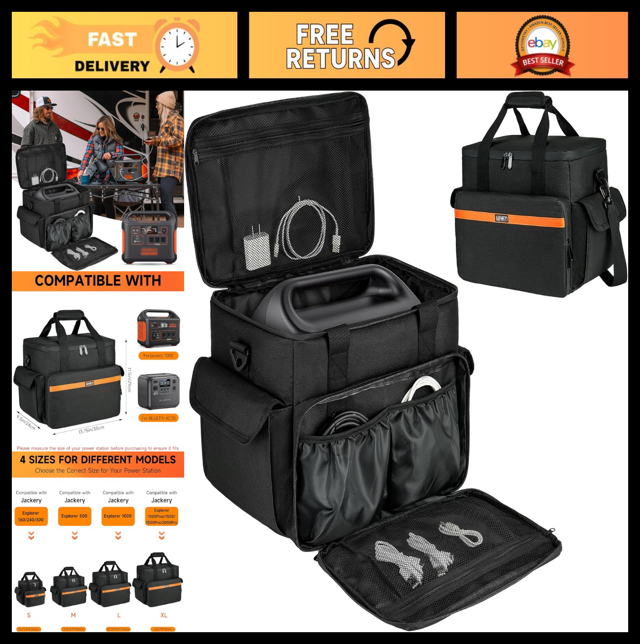 Portable Power Station Carrying Case for Jackery, ECOFLOW, Bluetti, Anker – Bag