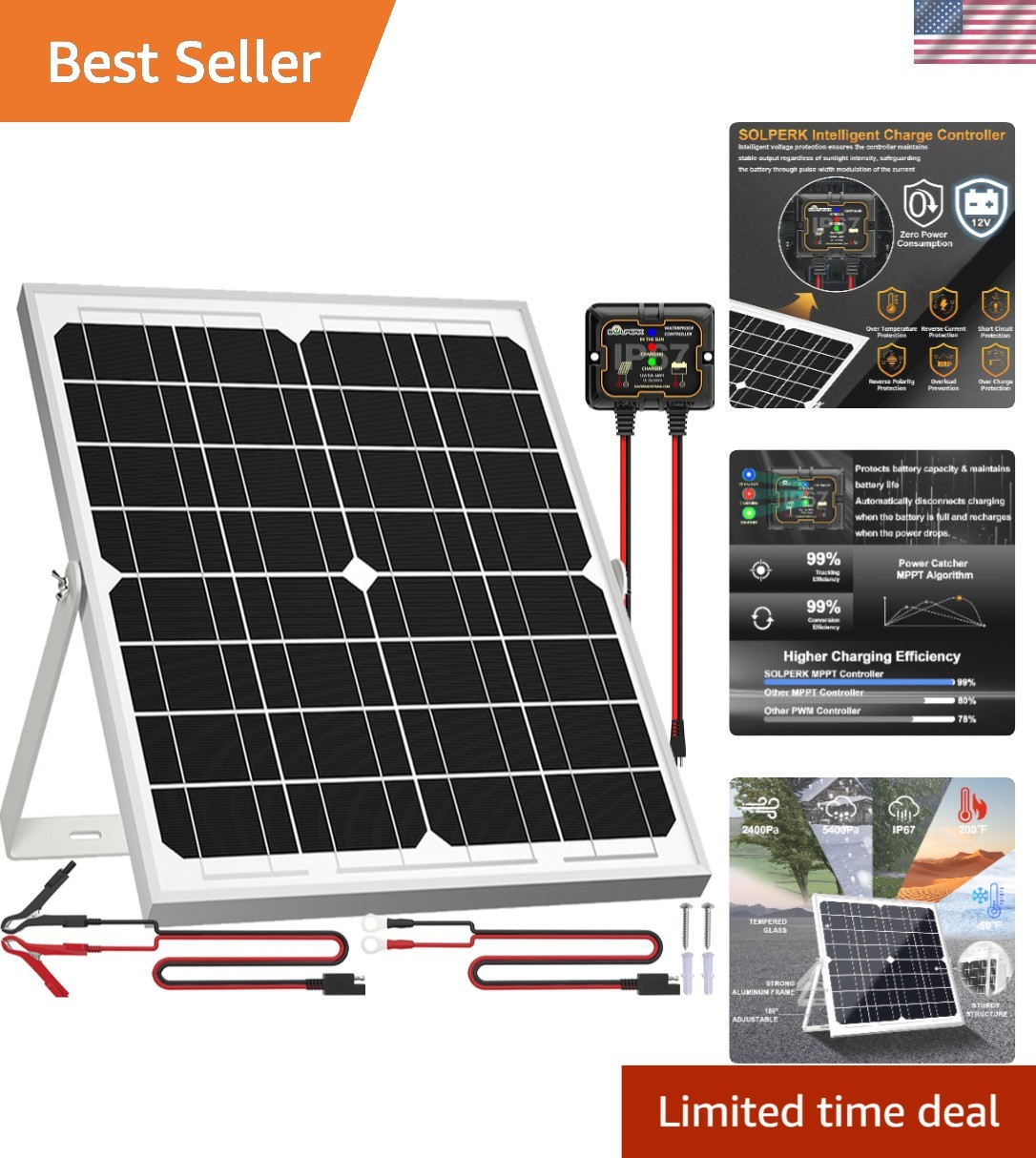 Multi-Vehicle 20W Waterproof Solar Kit with Smart Controller & Easy Installation