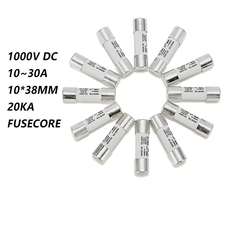 10PCS DC Fuse gPV 10x38mm 1000V 10A-30A Fusible Link For PV System Protect