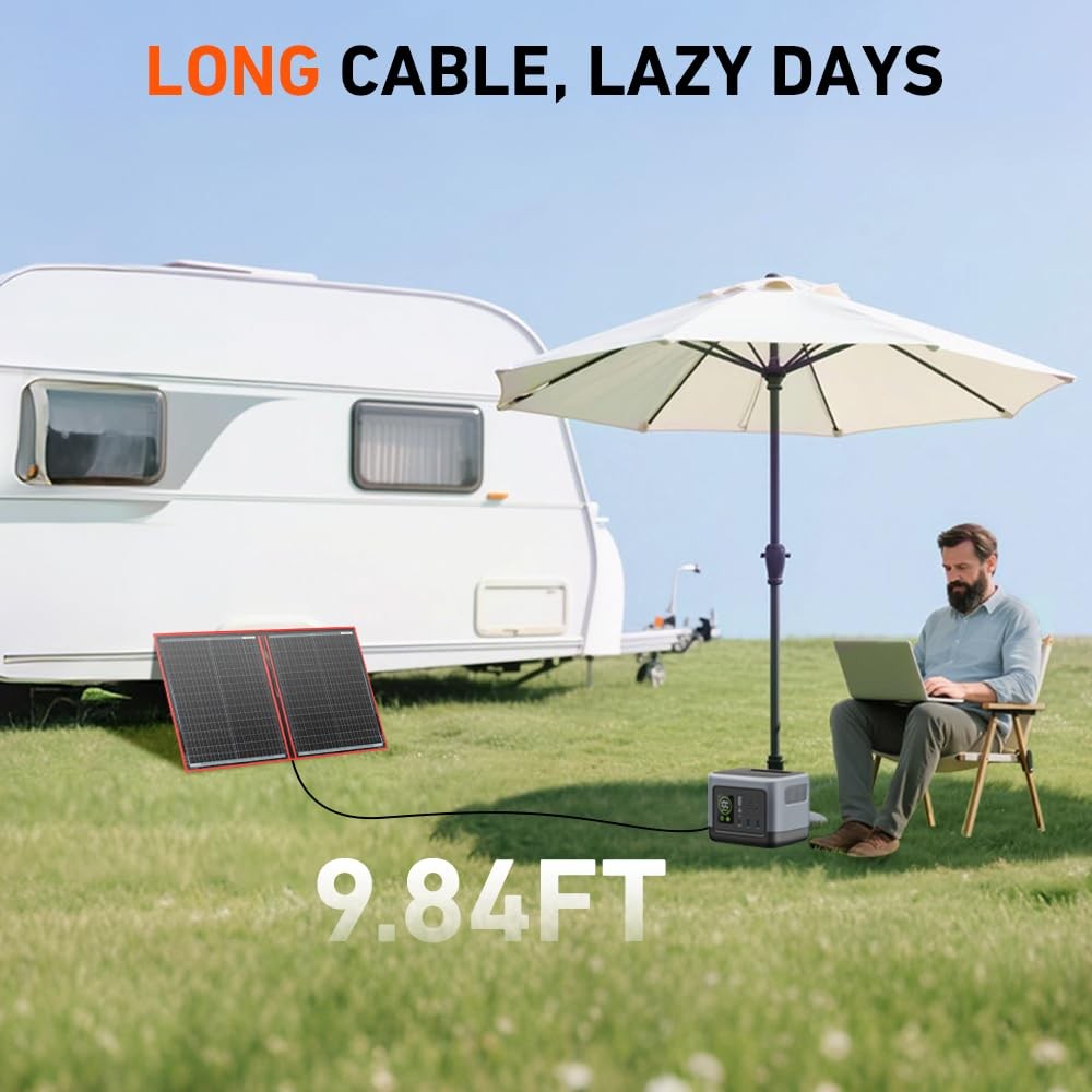 100W Portable Foldable Solar Panel Kit (19x26in, 5.3lb), with Separate Contro…