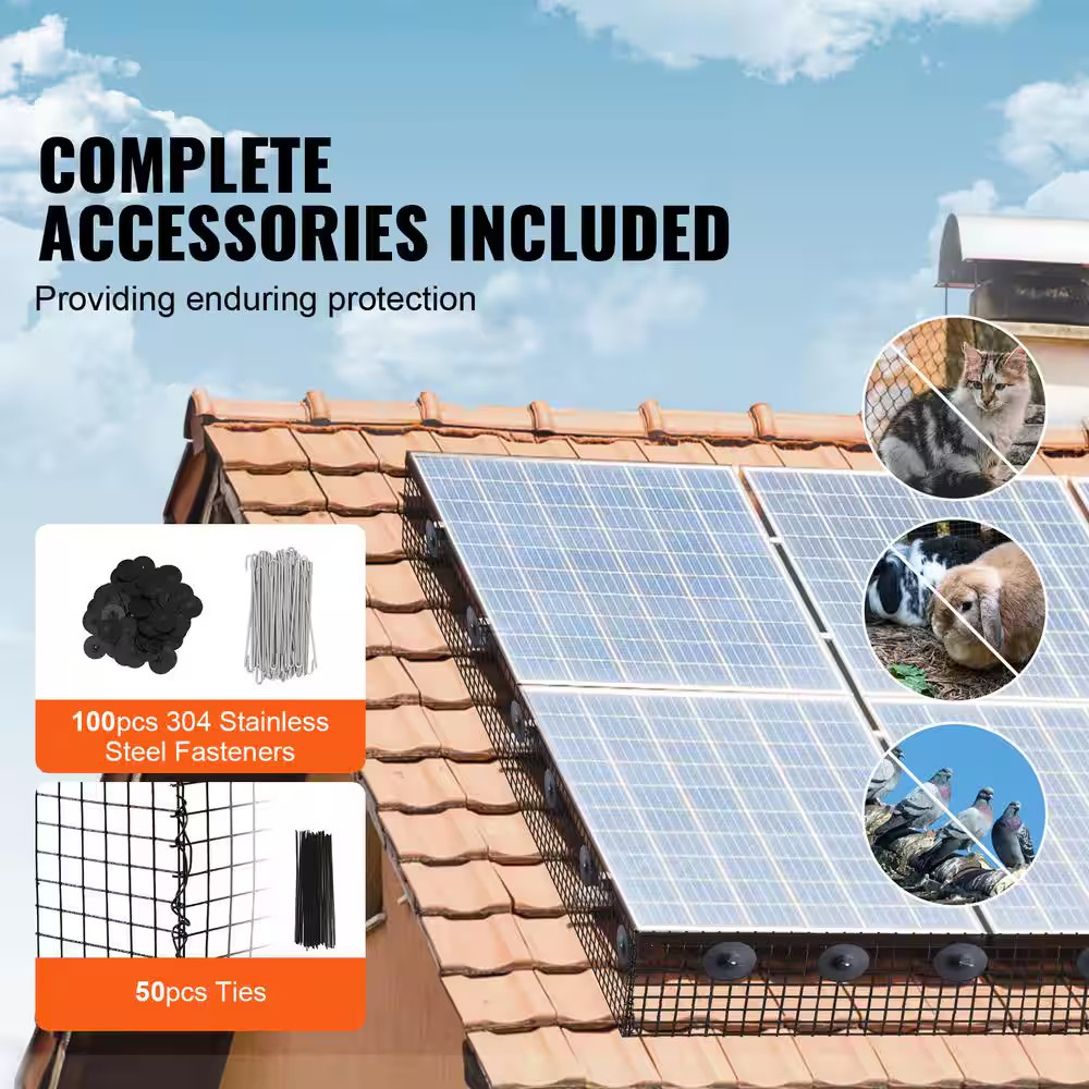 8 In. X 100 Ft. Solar Panel Bird Guard, No Power Source, Critter Guard Roll Kit