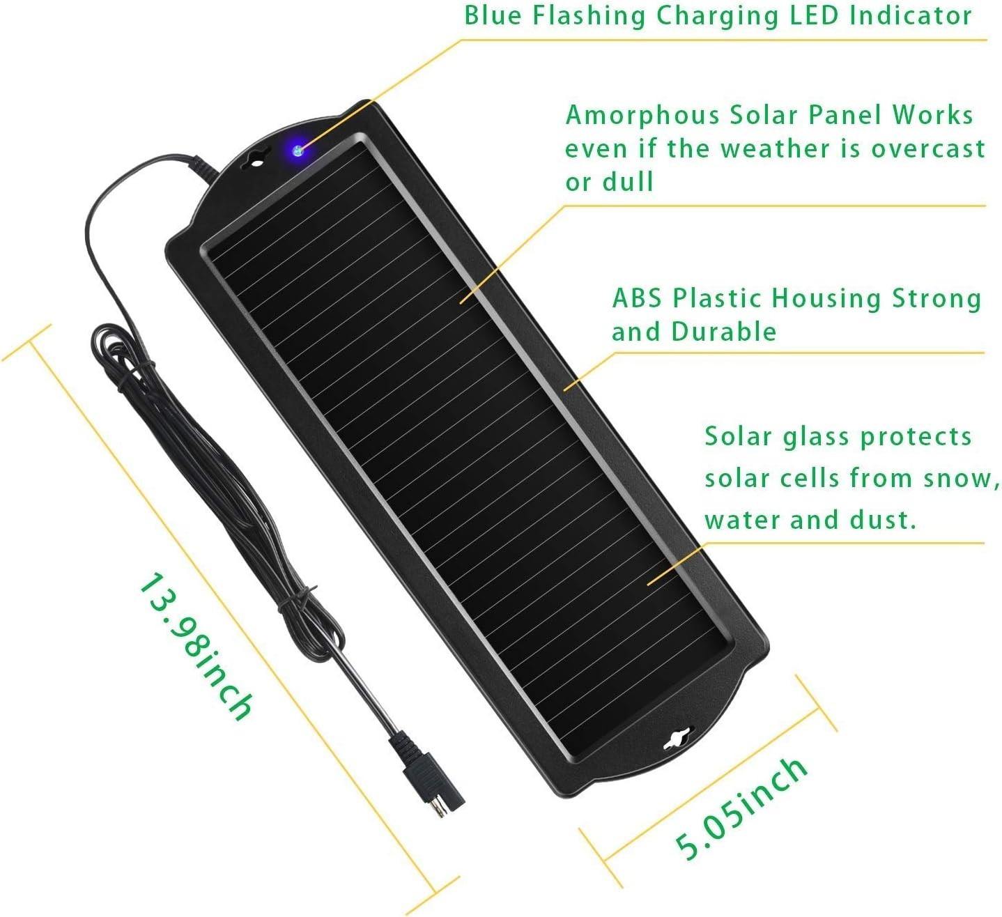 Universal 12V Solar Maintainer with LED Indicator – Ideal for Any Vehicles
