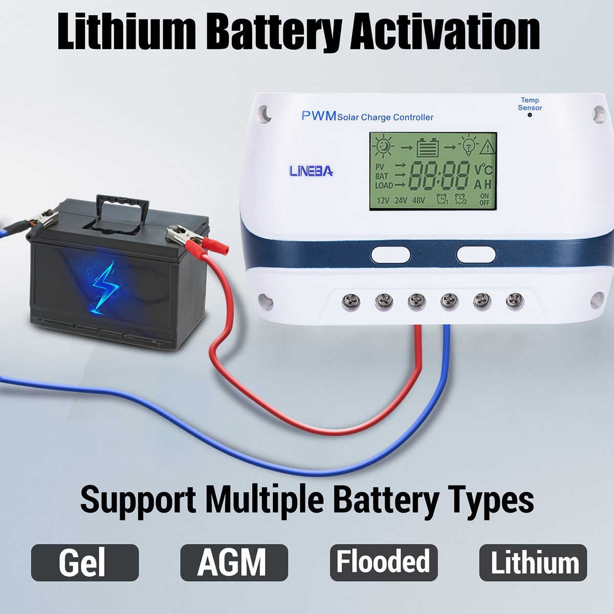 LCD 100A 60A 30A Solar Charge Controller Auto 12V/24V/48V Battery Regulator USB