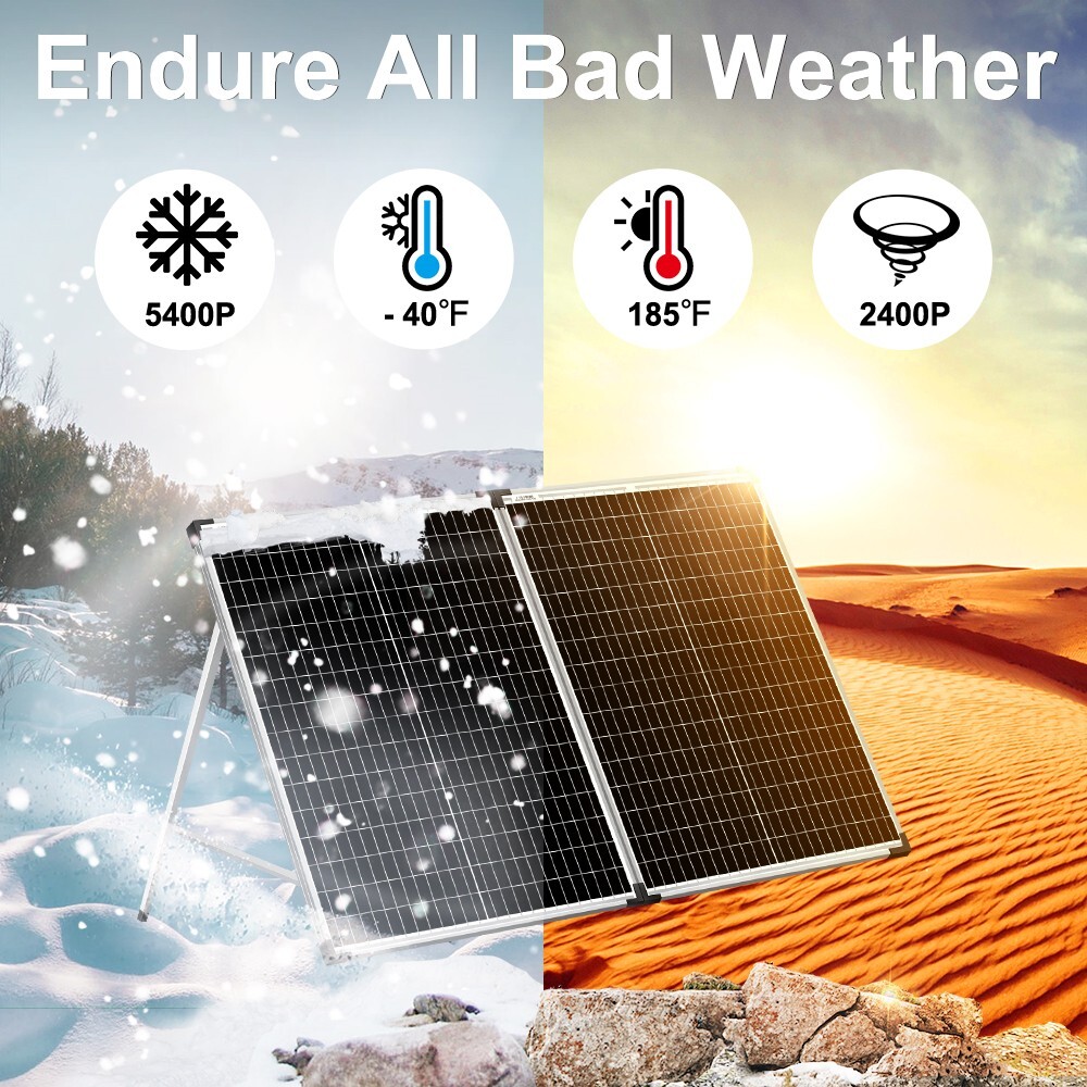 Dokio 100W Portable Foldable Solar Panel Kit for Car Battery/RV/Garden/Home