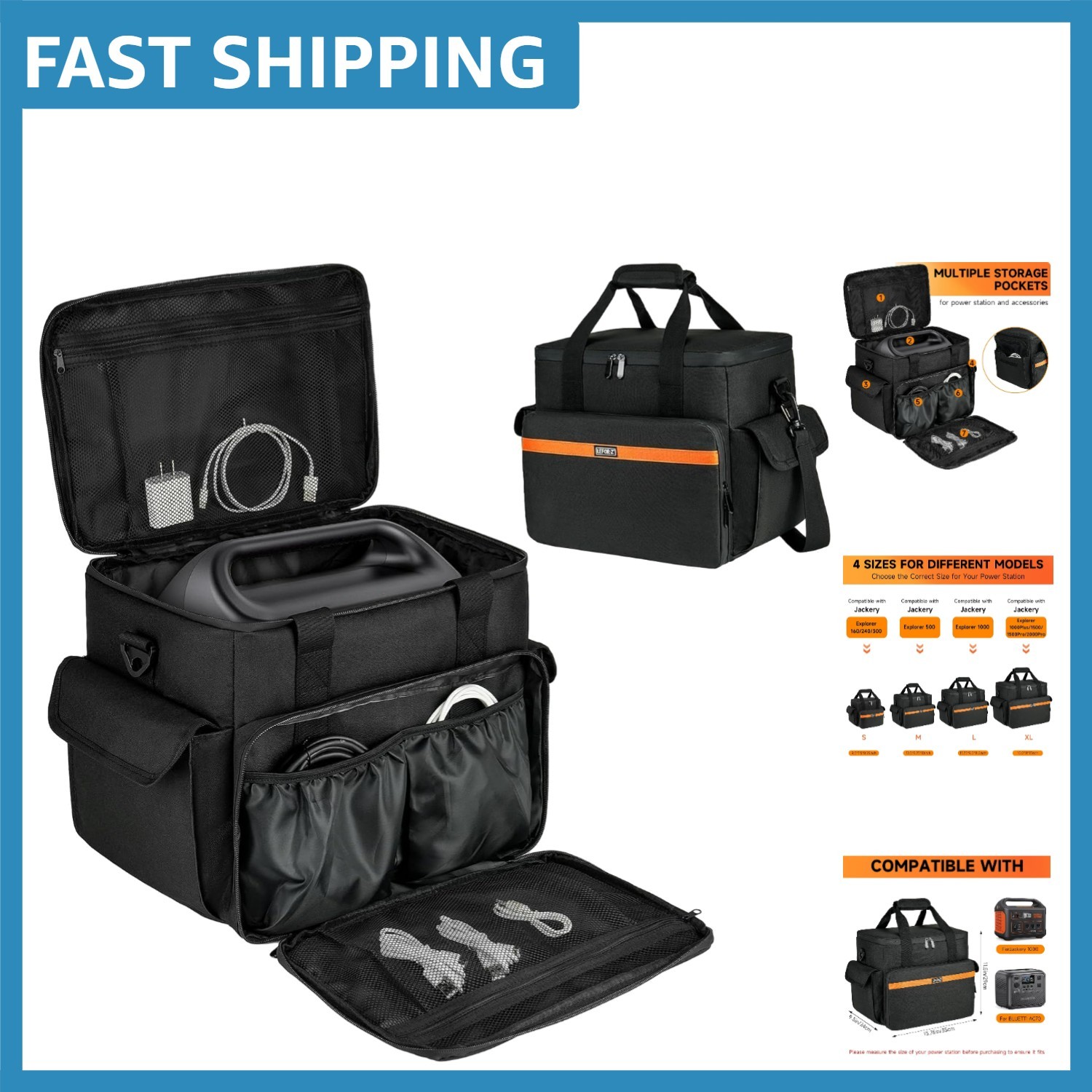 Weather-Resistant Power Station Carry Bag with Adjustable Strap & Handholds