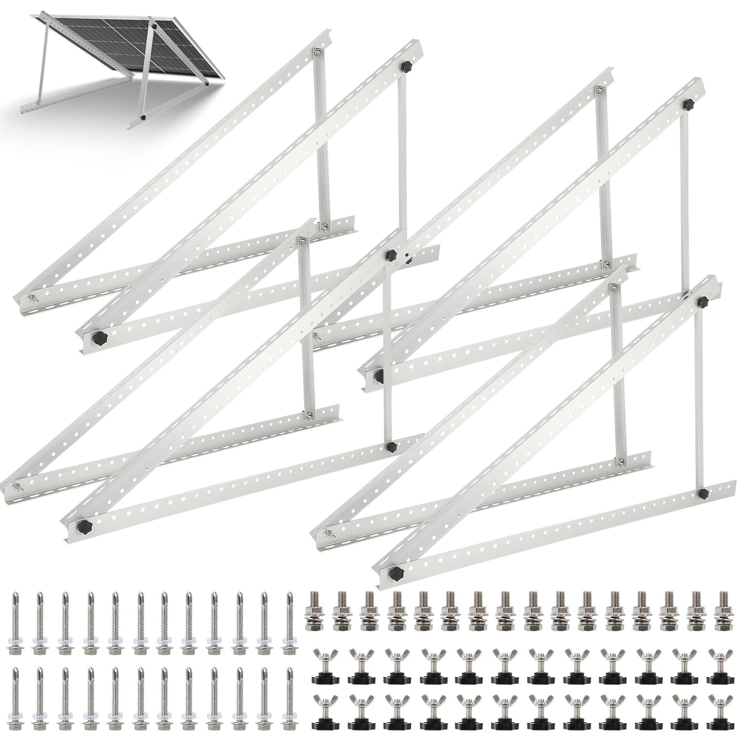 4 Sets 45Inch Solar Panel Mounting Brackets, 0 to 90° Adjustable Solar Panel Mou