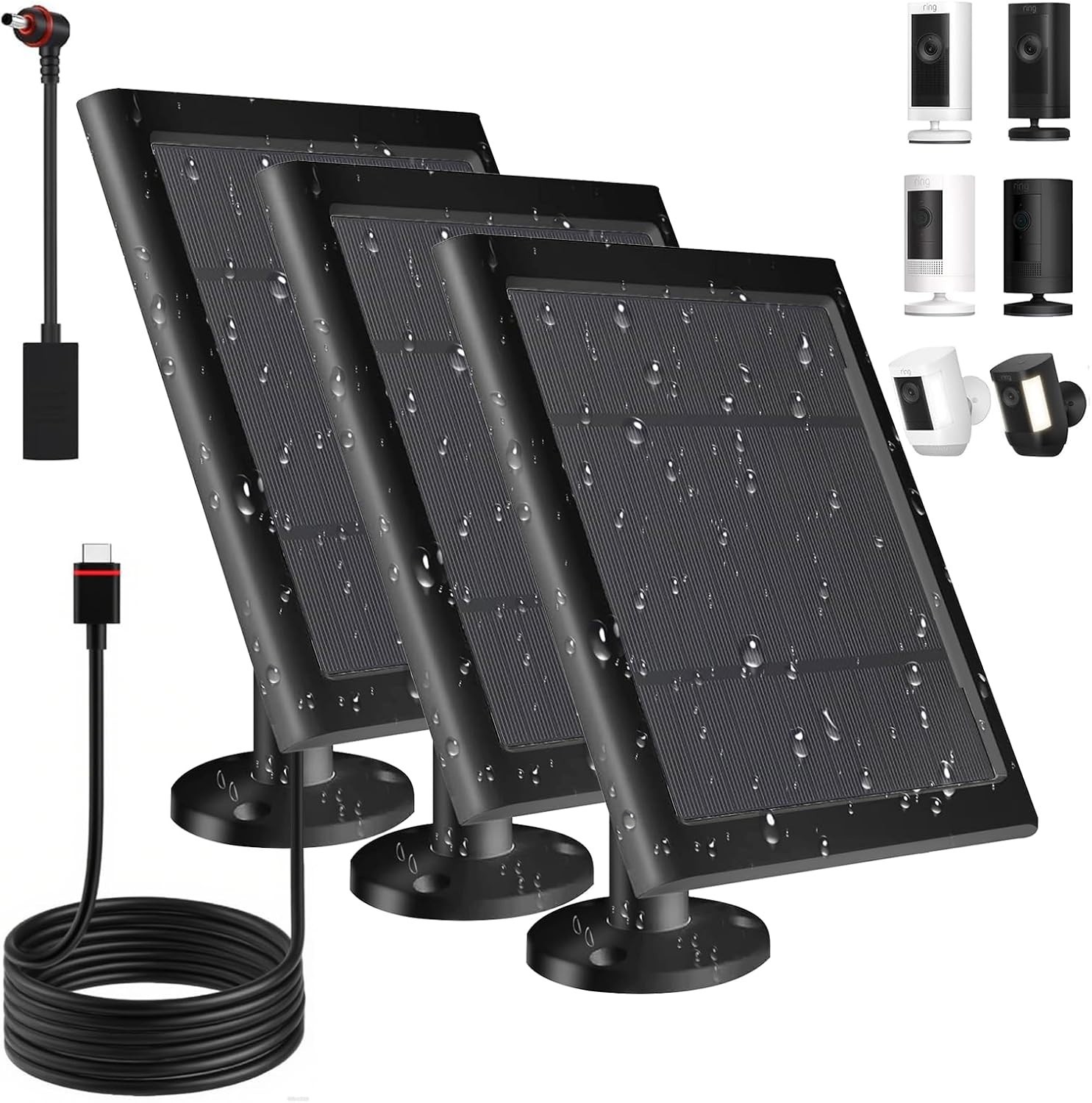 Solar Panel for Ring Camera(2nd Generation) Dustproof Waterproof 5W Solar Panel