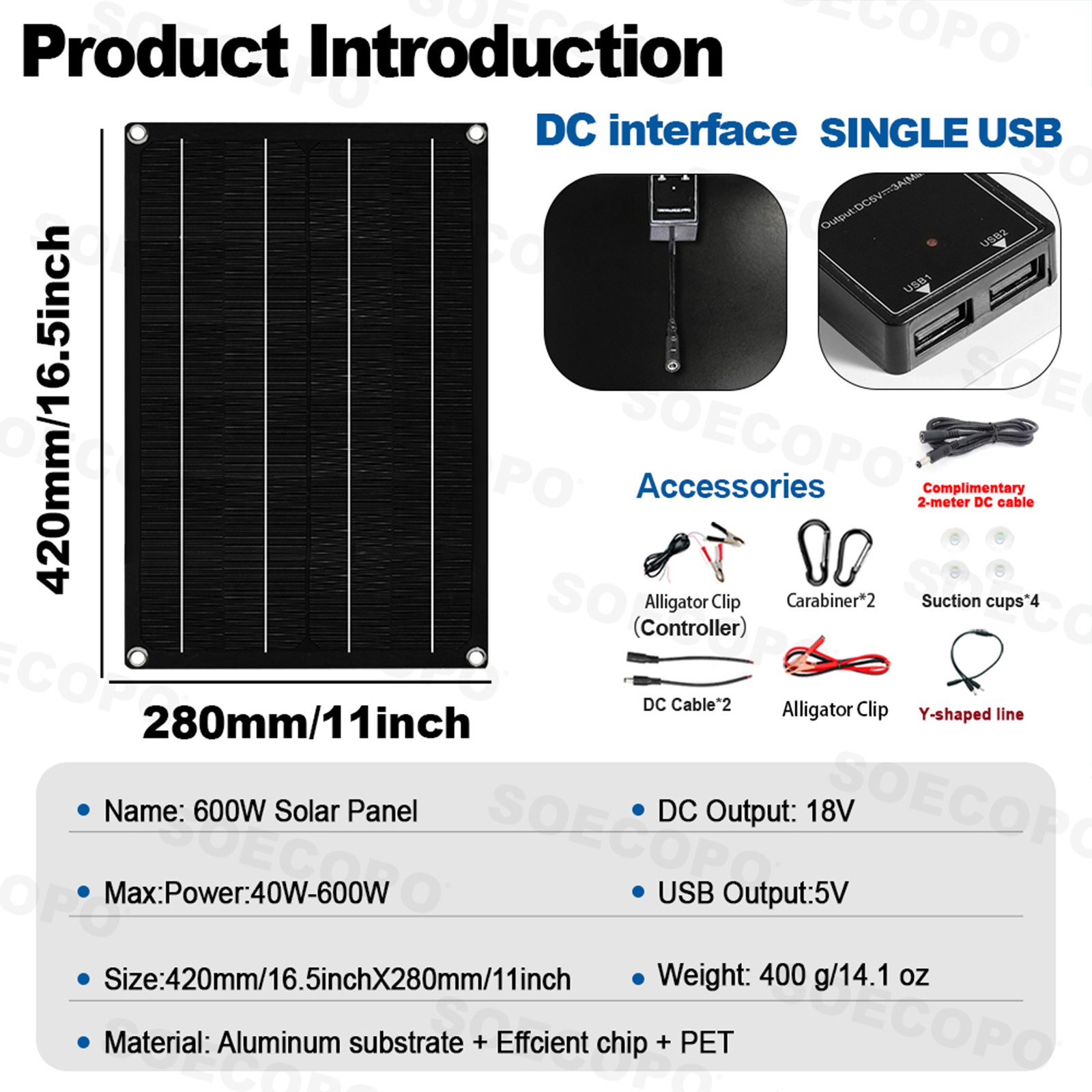 1800W RV Solar Panel Kit – 3 x 600W Flexible Panels + 100A Controller + Y-Cable
