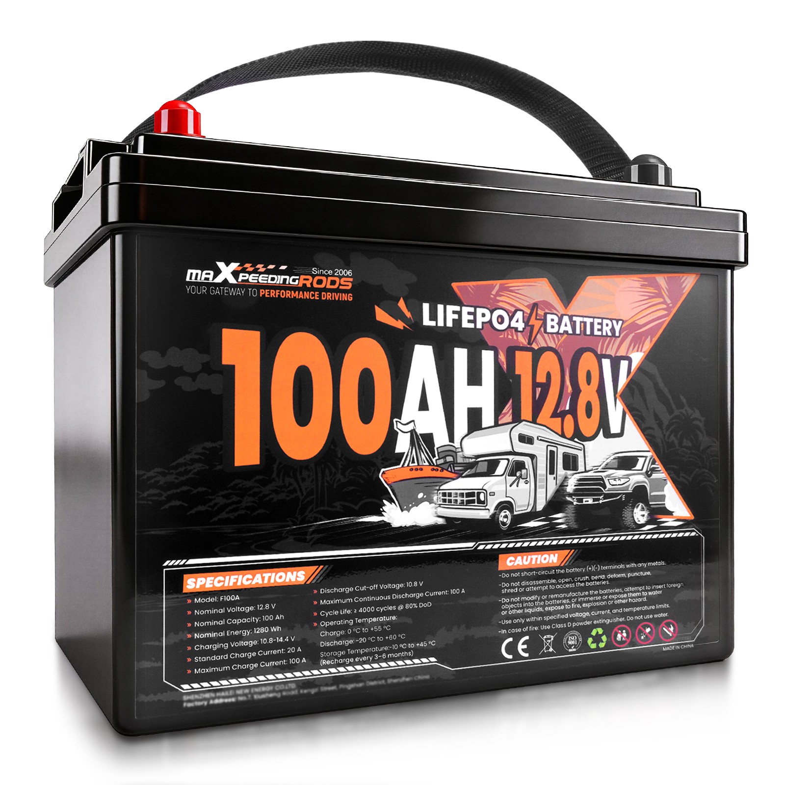 12V 100Ah LiFePO4 Battery for Marine Cold Weather Charging Protection, BMS