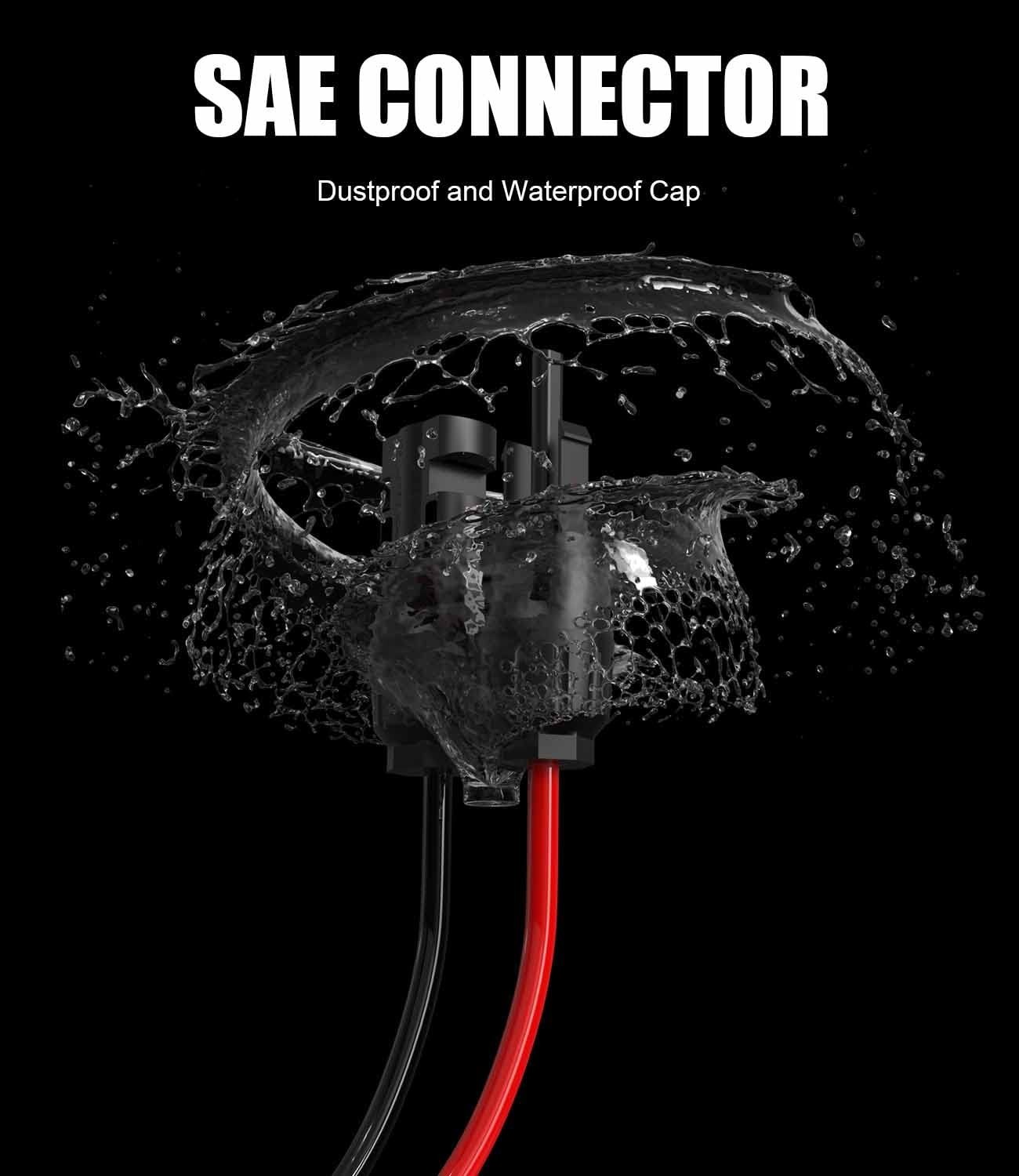 Enhanced 30cm Solar Panel Connector Cable with 2 SAE Reverse Adapters, 10AWG