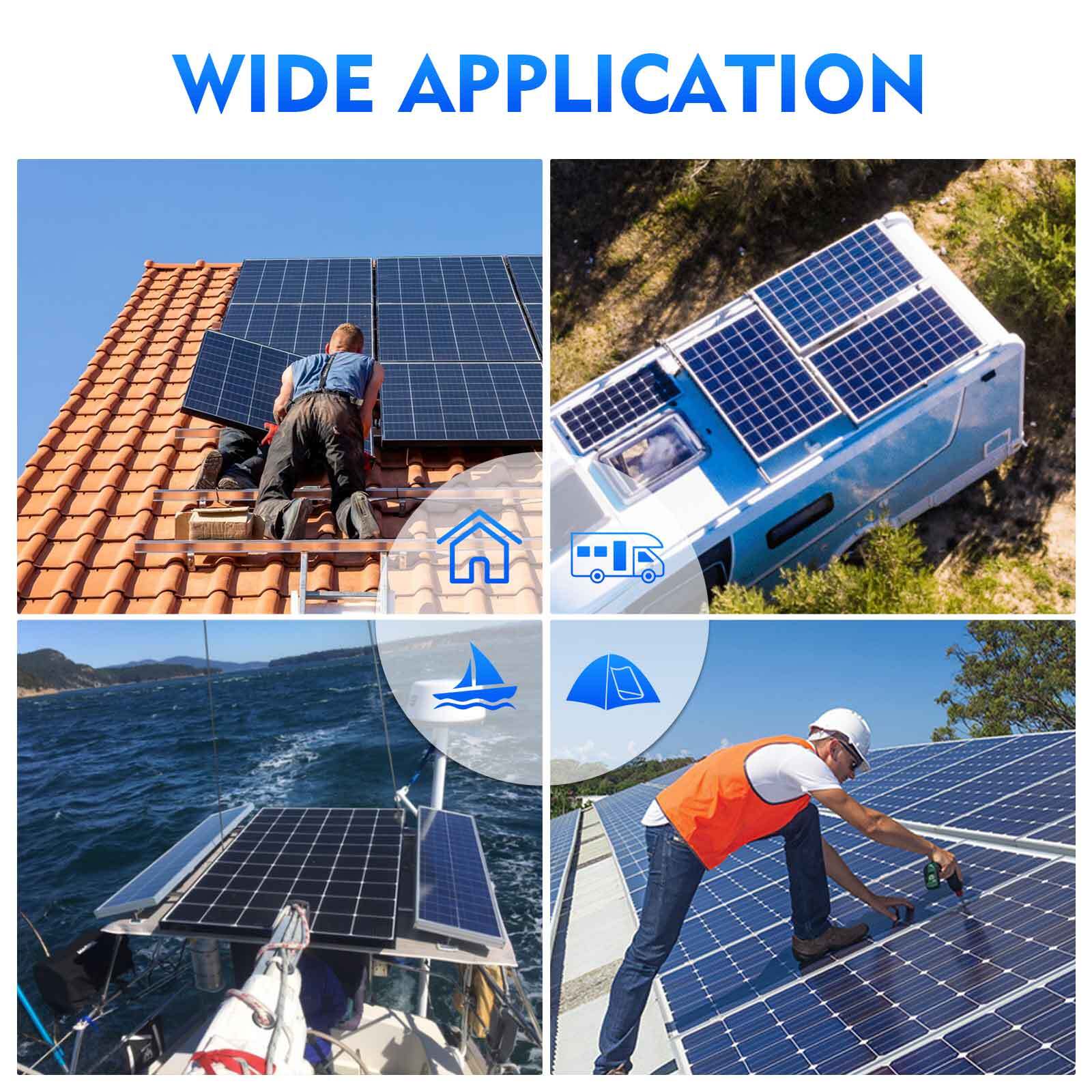 100W 12V Solar Panel High Efficiency Monocrystalline Module For RV Home Roof NEW