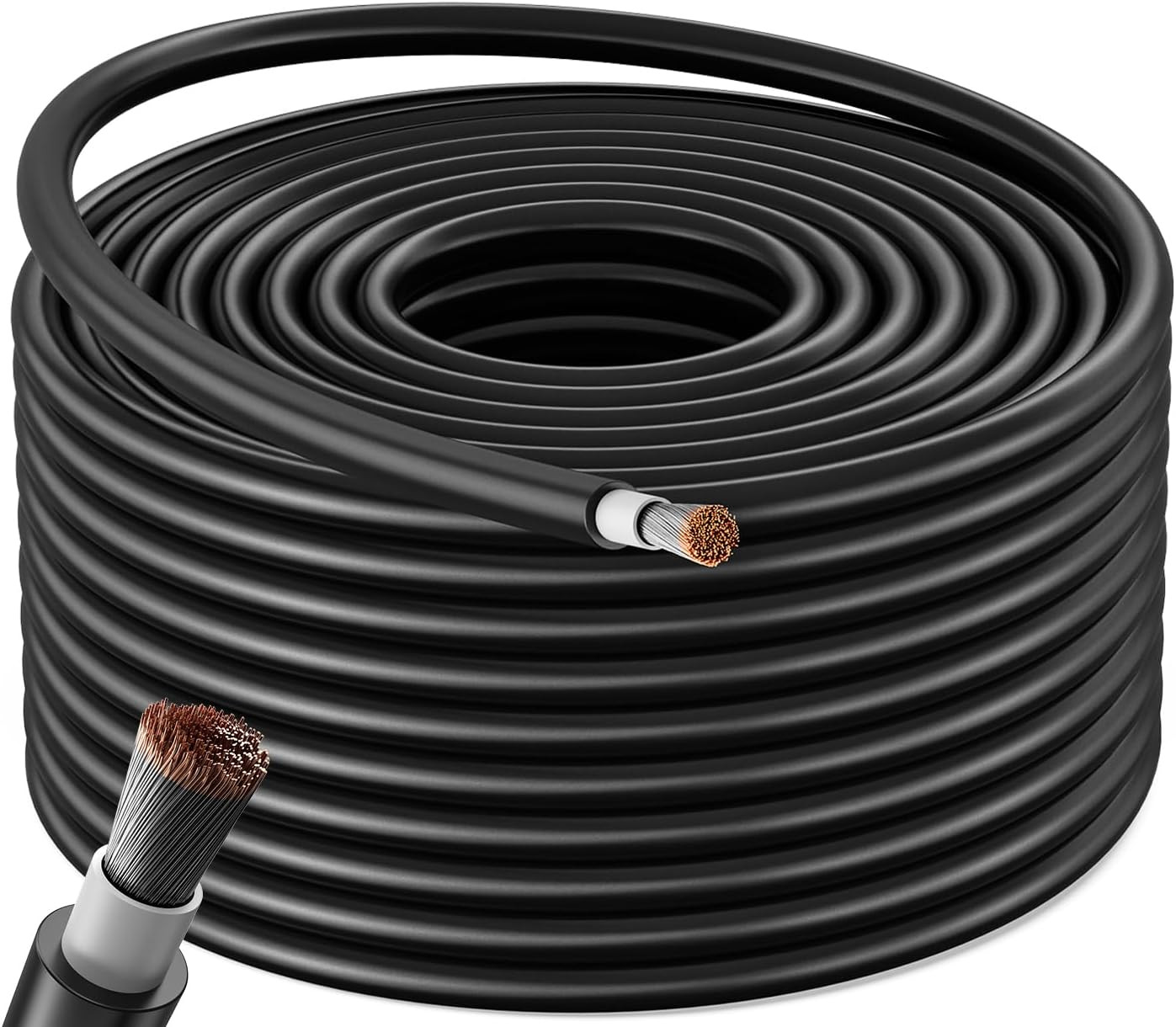 200FT Black Solar Extension Wire, 10AWG Tinned Copper, Solar Panel Cable for Out