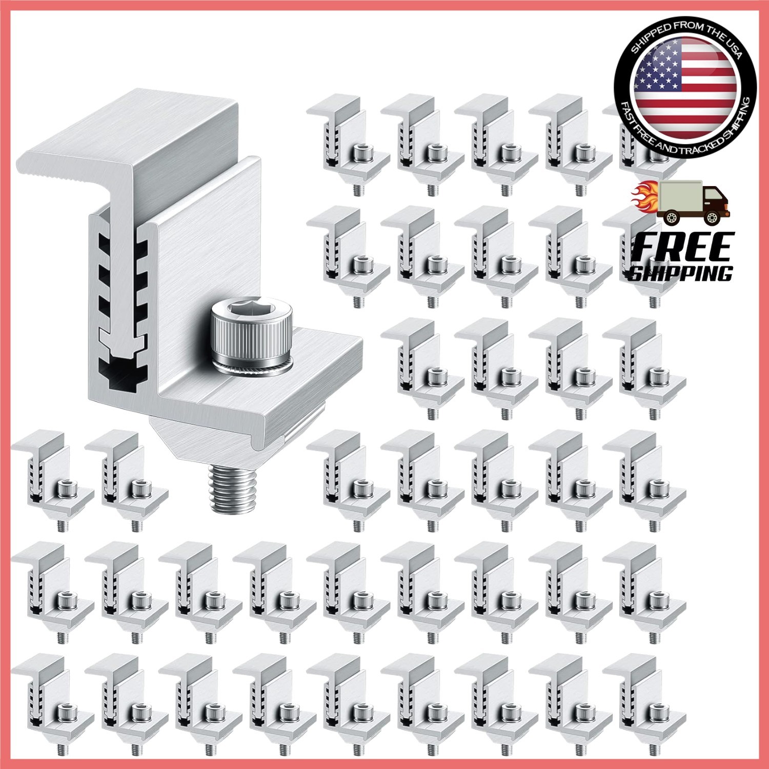 10 Adjustable Aluminum Solar Panel End Clamps – Rust Resistant Z Bracket Design