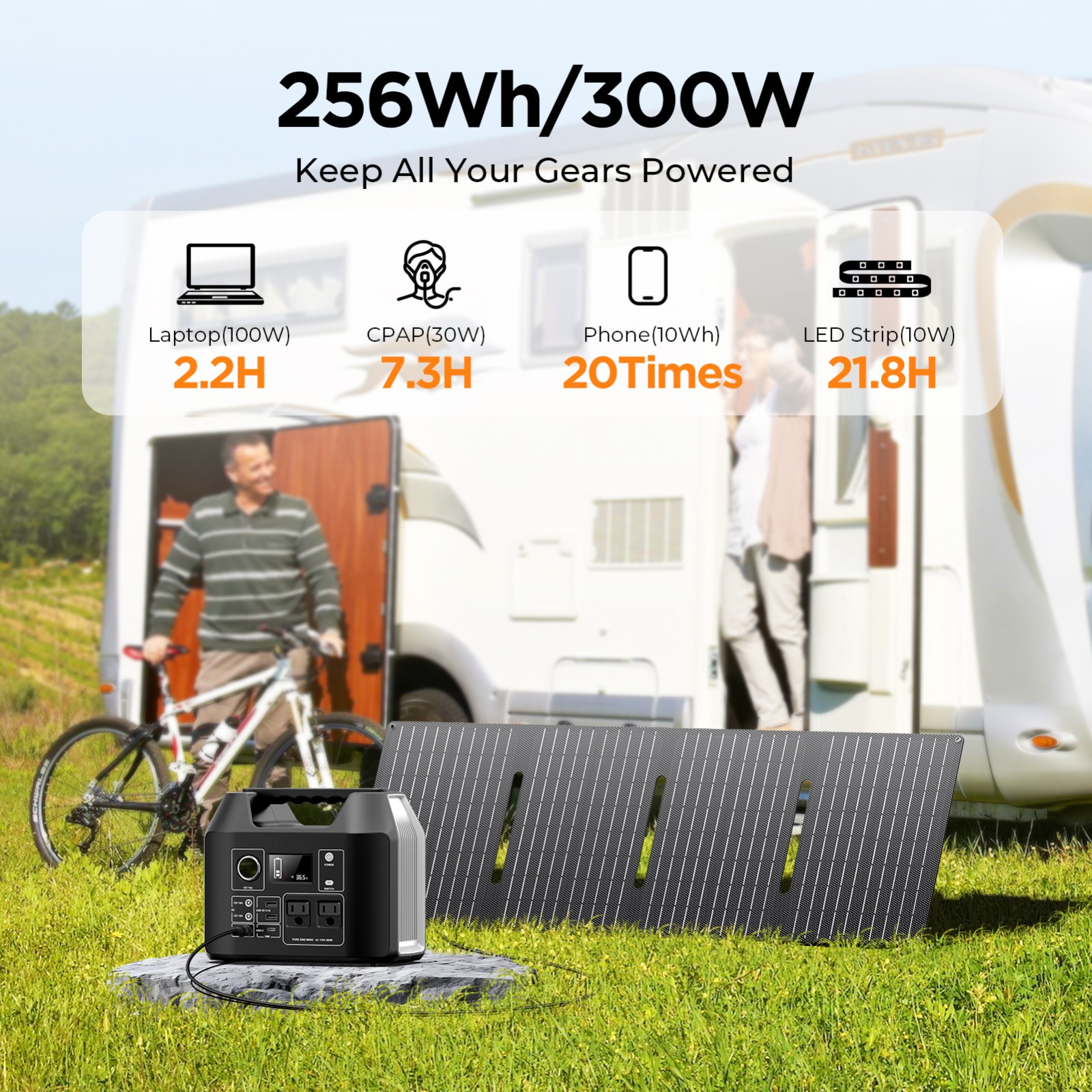 300W Solar Generator Portable Power Station Battery Charger with 40W Solar Panel