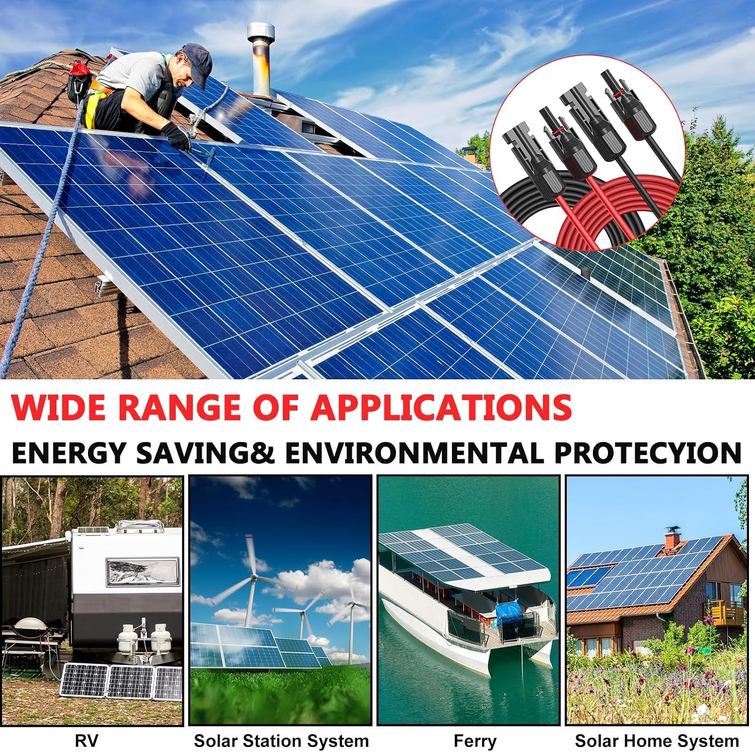 Professional 30ft Solar Panel Extension Wire – Weatherproof