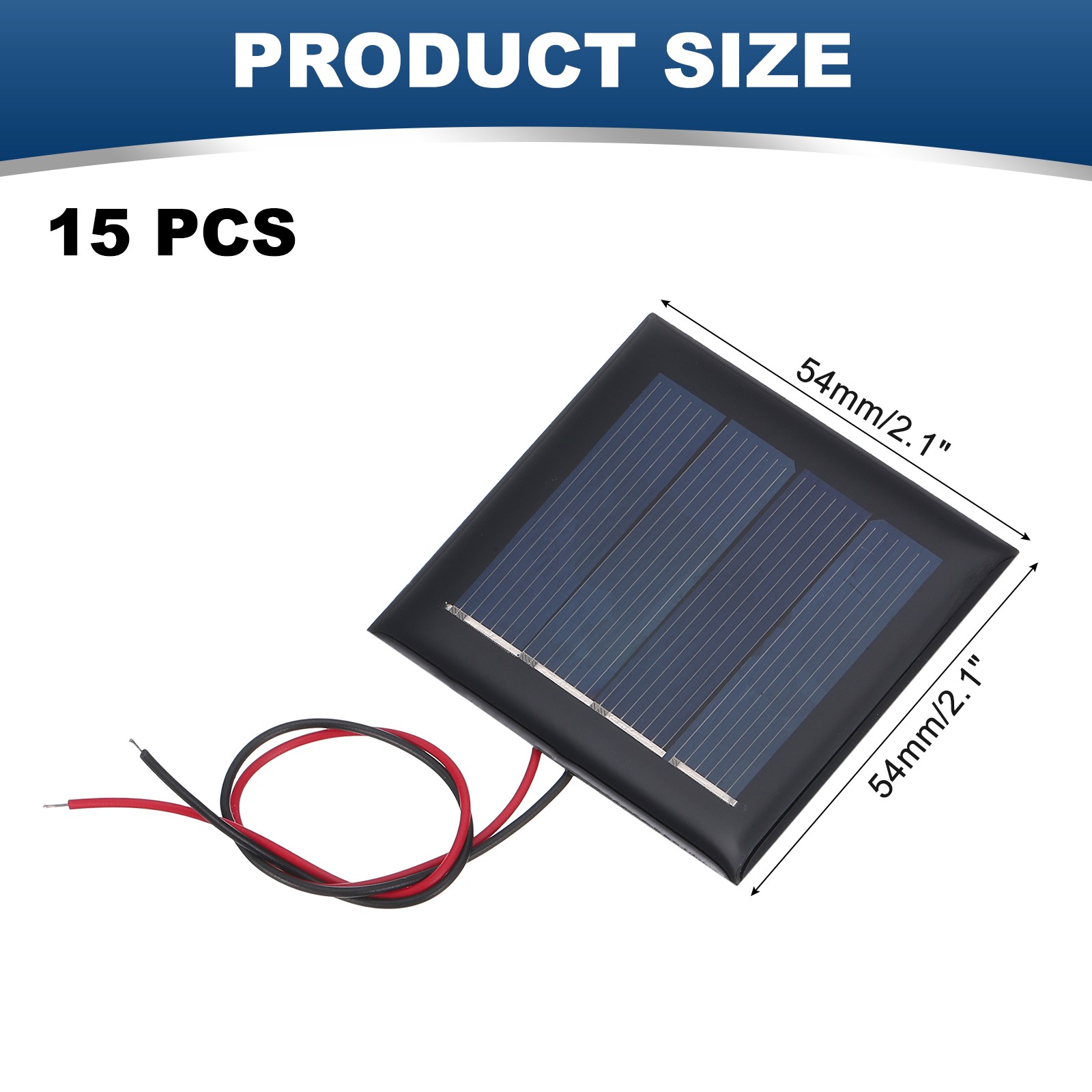 15 Pcs 2V 0.26W 130mA Mini Solar Panels with 2 Cable 54mm x 54mm