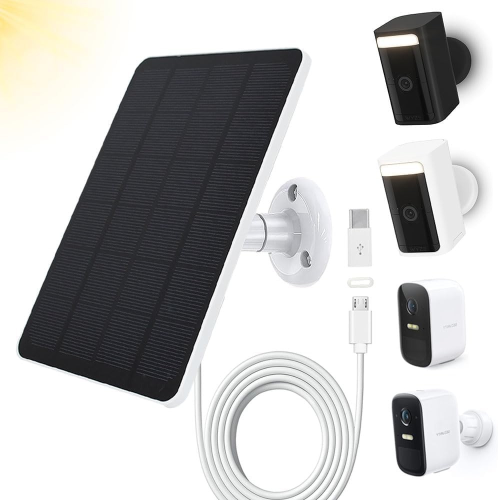 360° Adjustable Solar Panel for WYZE & Eufy Cameras – 10ft Micro USB Included