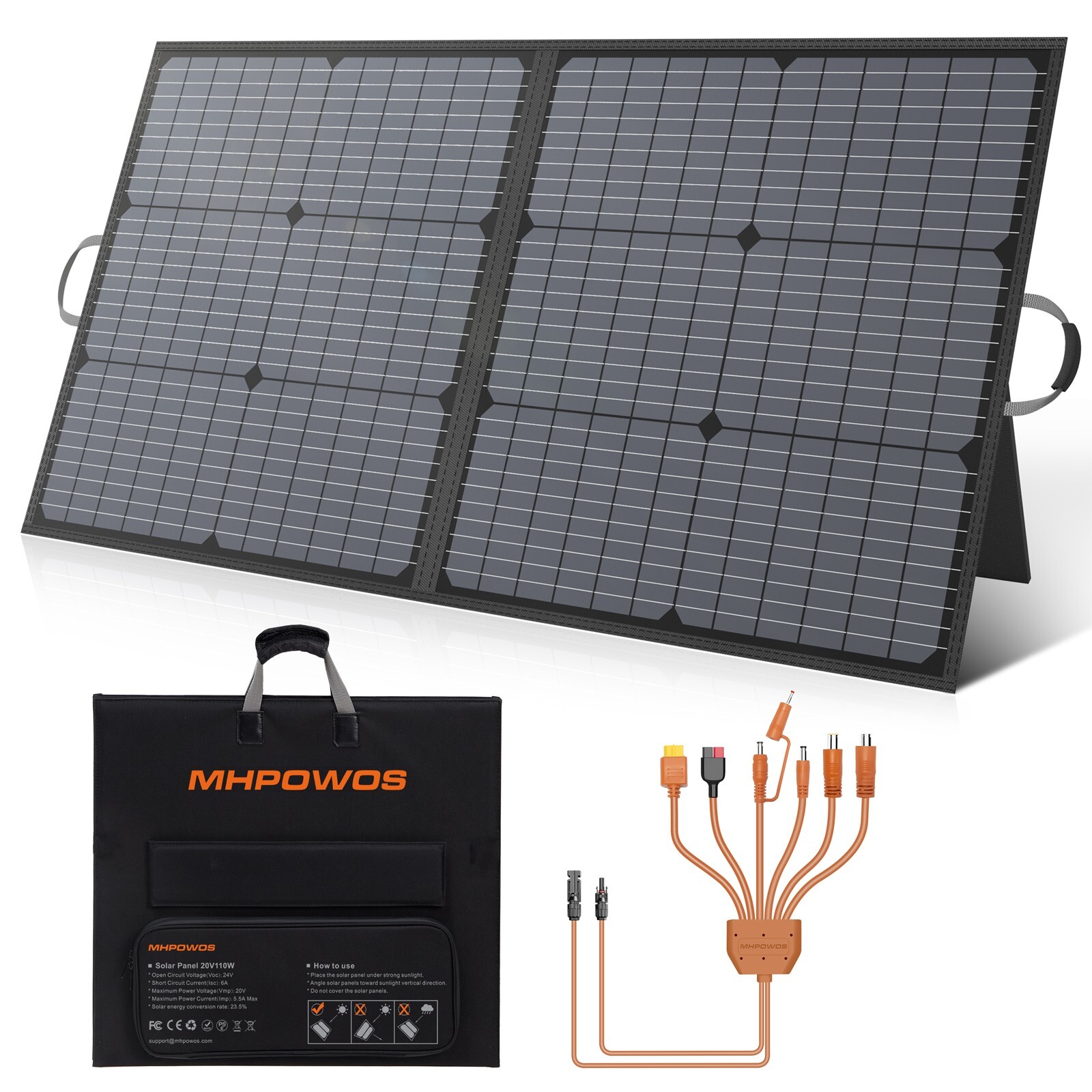 MHPOWOS 24V 48V Solar Panel Kit 220W 110W Folding Solar Panel Charger Off Grid