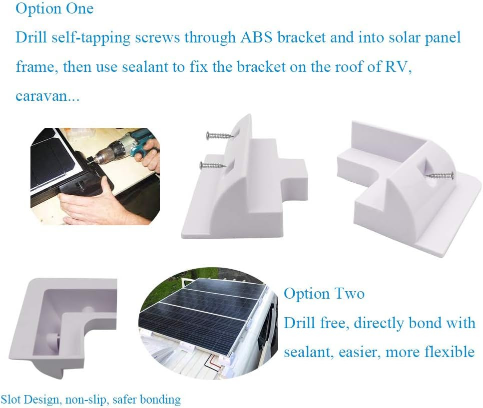 Solar Panel Mounting Brackets ABS Corner Bracket Kit 7PCS, Drill-Free Widely Use