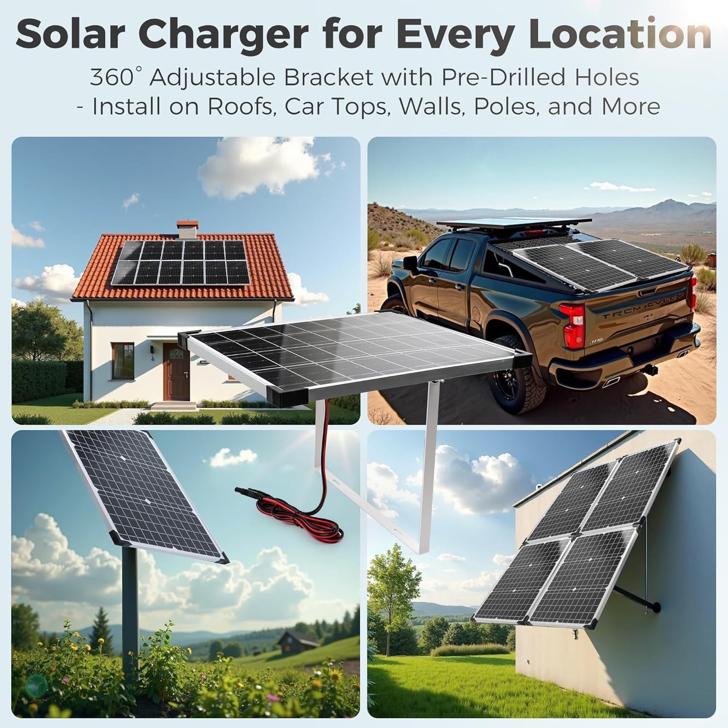 Quick Setup 12V Solar Panel Charger – 20W Waterproof MPPT Kit for Off-Grid Power